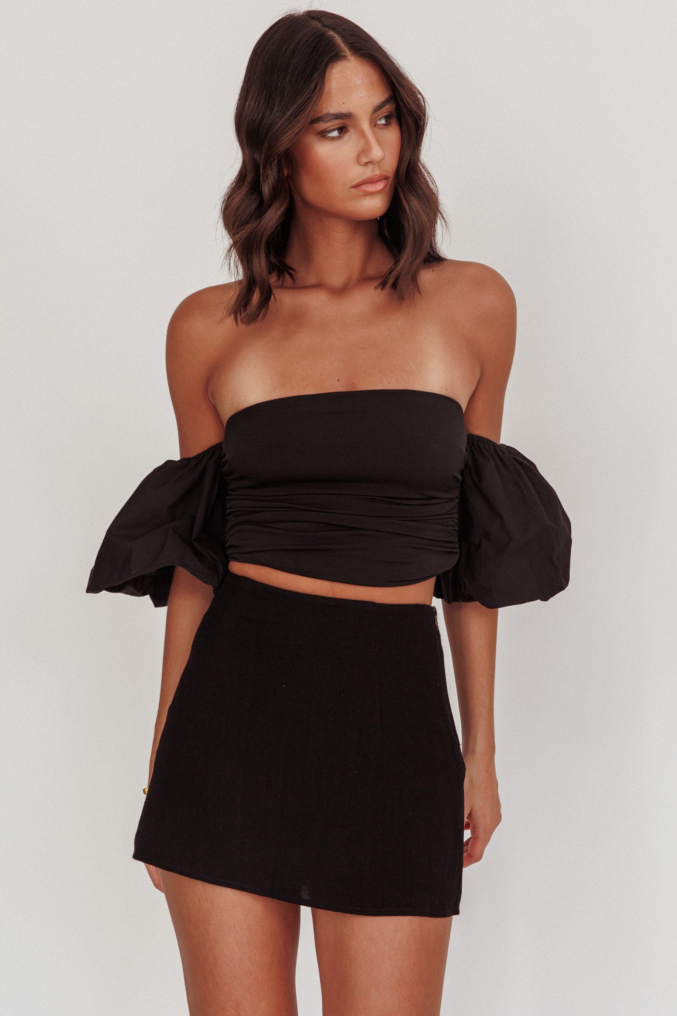 Daily Love Fitted Mini Skirt Black by Selfie Leslie Australia