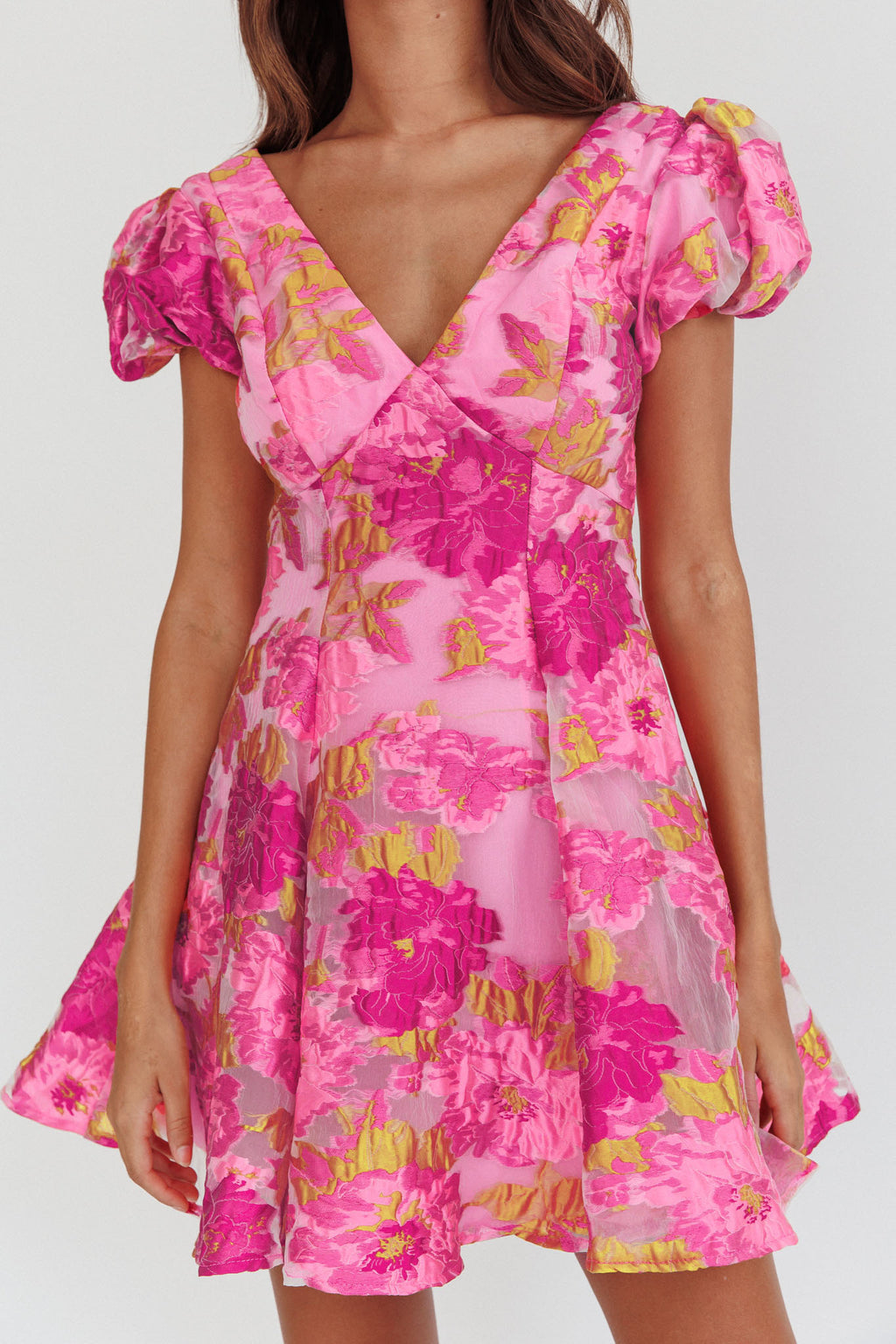 Perfect Match Puff Sleeve Low Back Mini Dress Pink by Selfie Leslie Australia