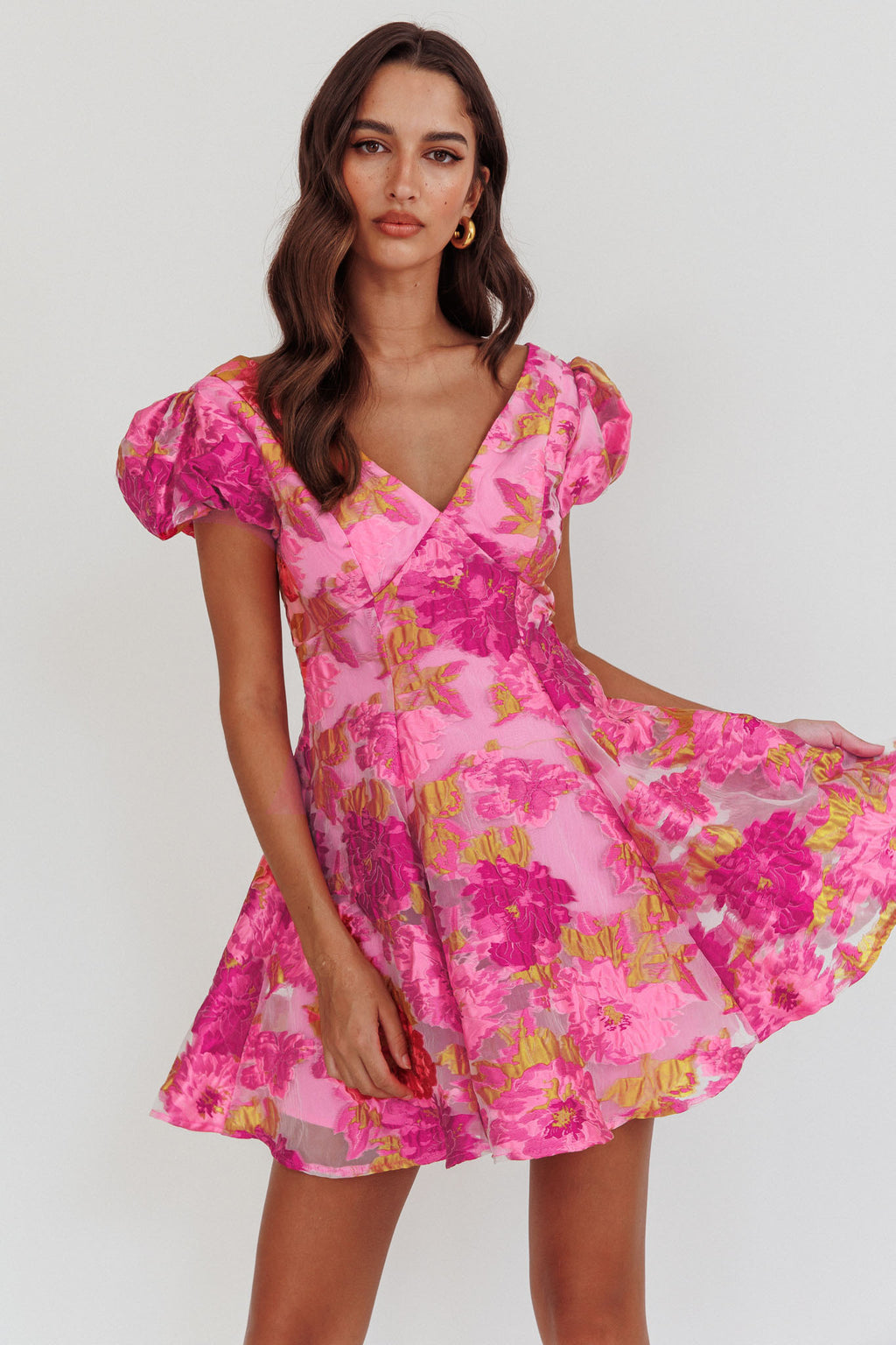 Perfect Match Puff Sleeve Low Back Mini Dress Pink by Selfie Leslie Australia