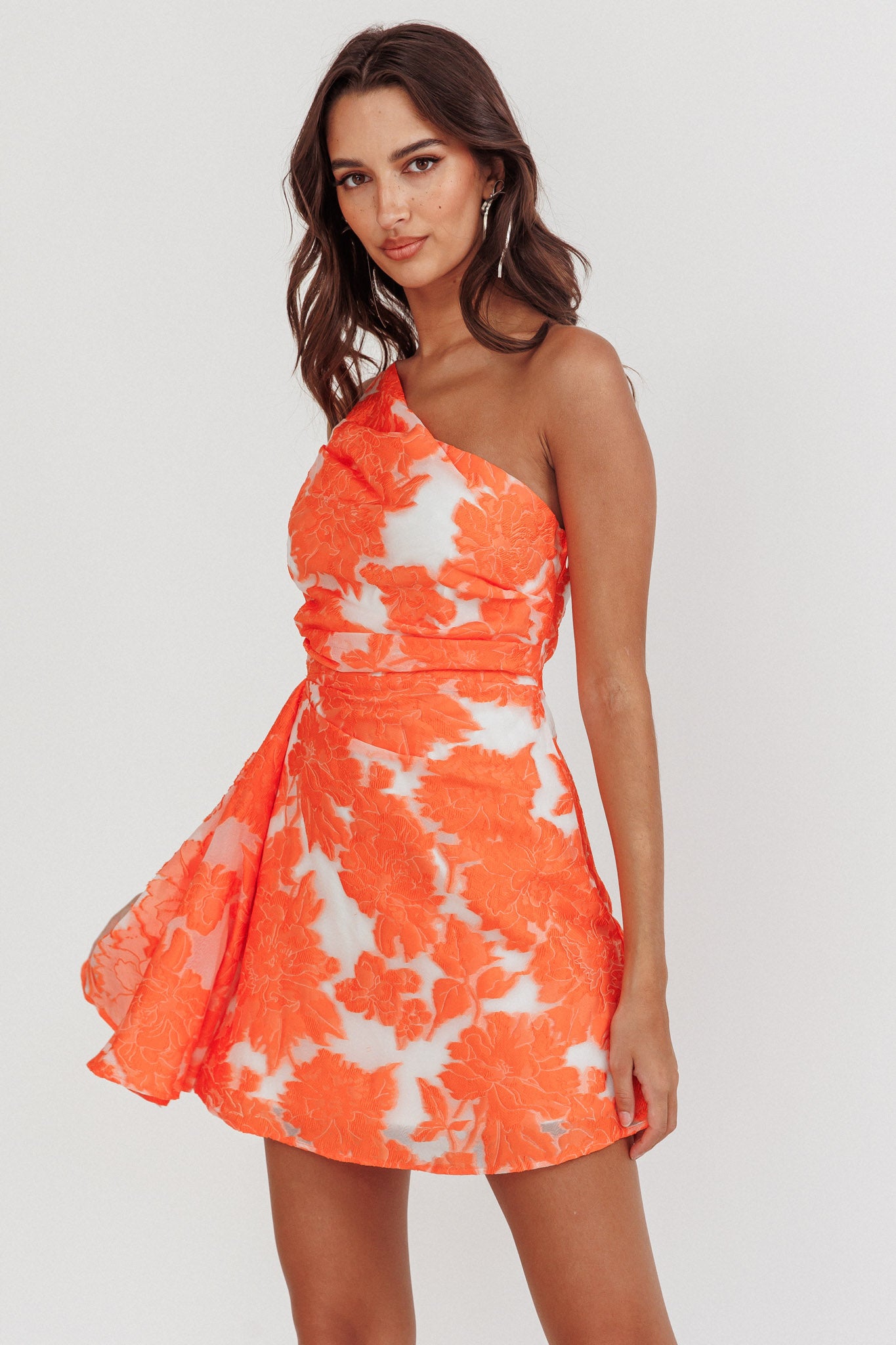 Inner Power One-Shoulder Mini Dress Orange by Selfie Leslie Australia