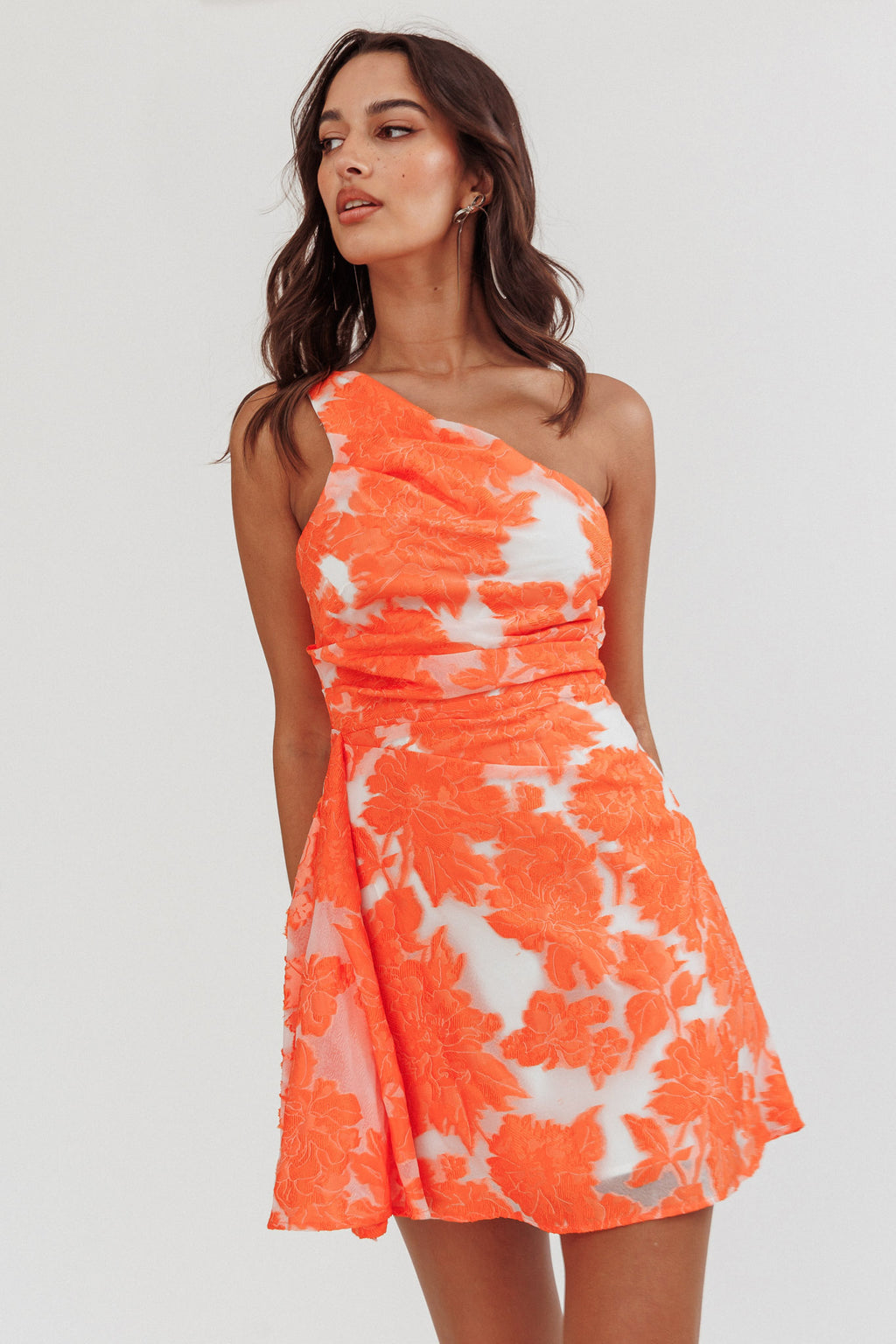 Inner Power One-Shoulder Mini Dress Orange by Selfie Leslie Australia