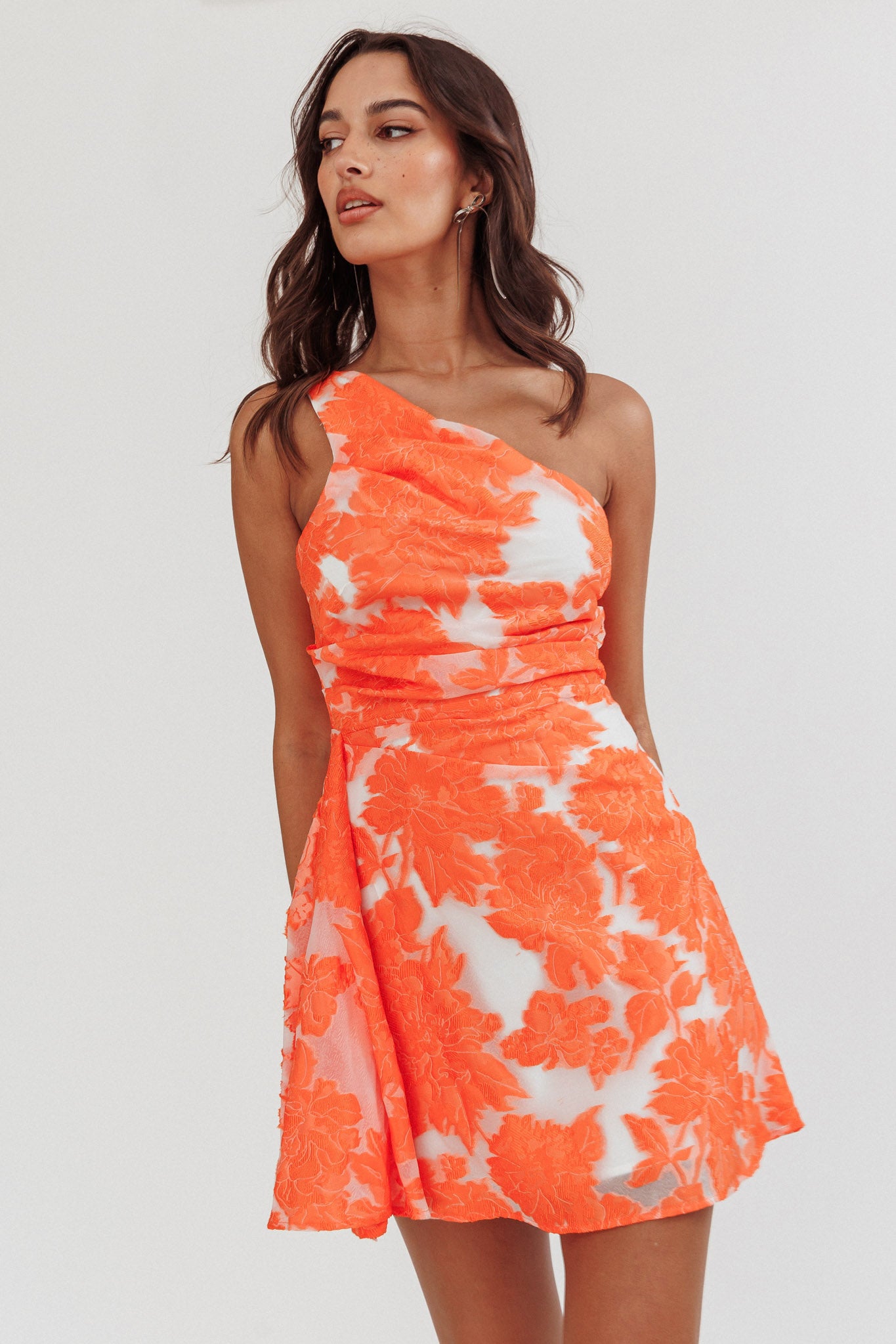 Inner Power One-Shoulder Mini Dress Orange by Selfie Leslie Australia