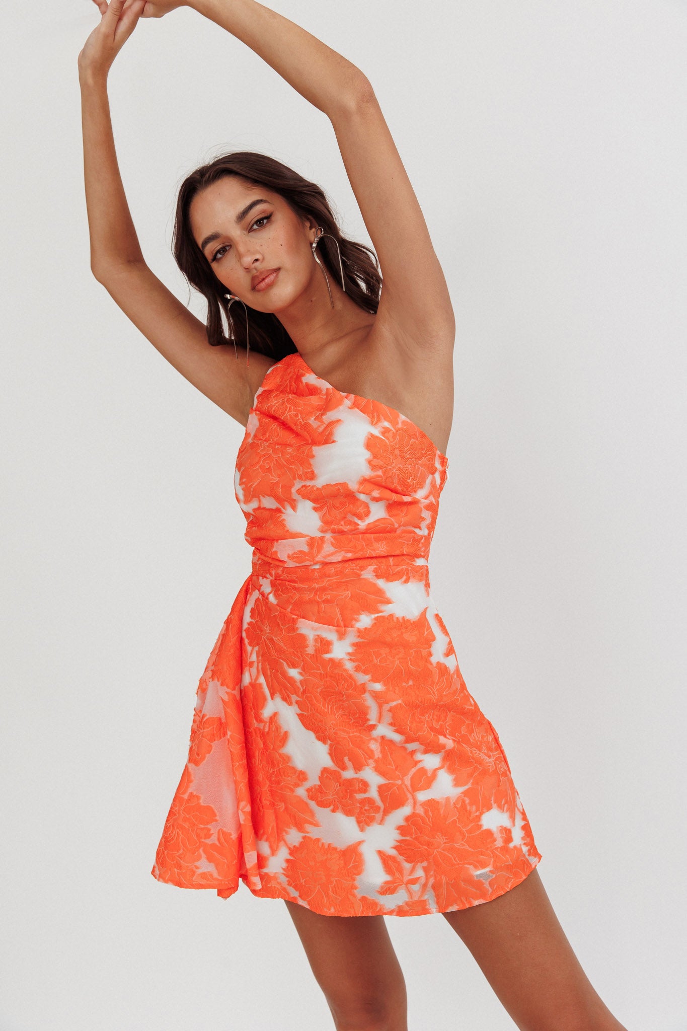 Inner Power One-Shoulder Mini Dress Orange by Selfie Leslie Australia