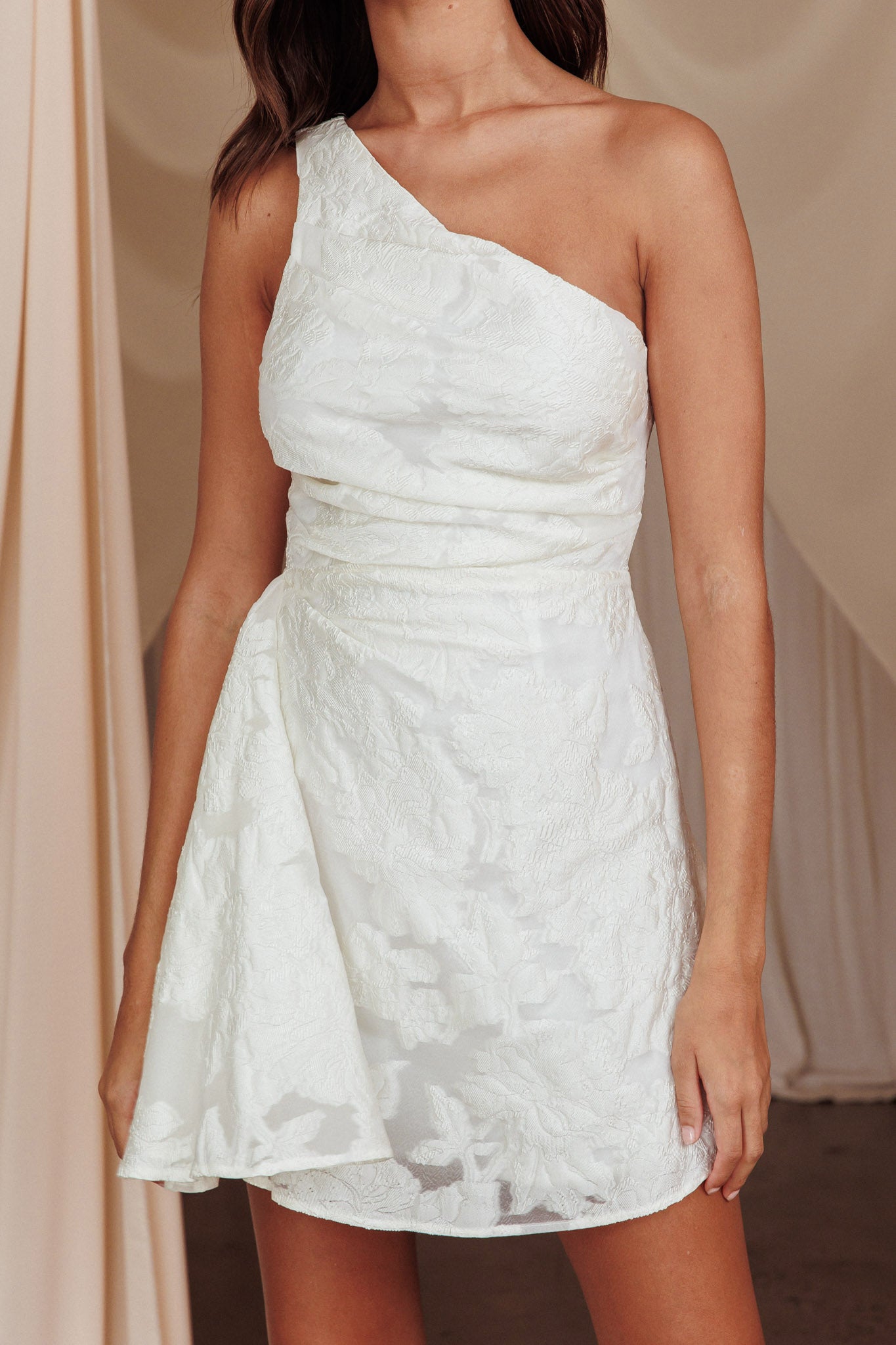 Inner Power One-Shoulder Mini Dress White by Selfie Leslie Australia