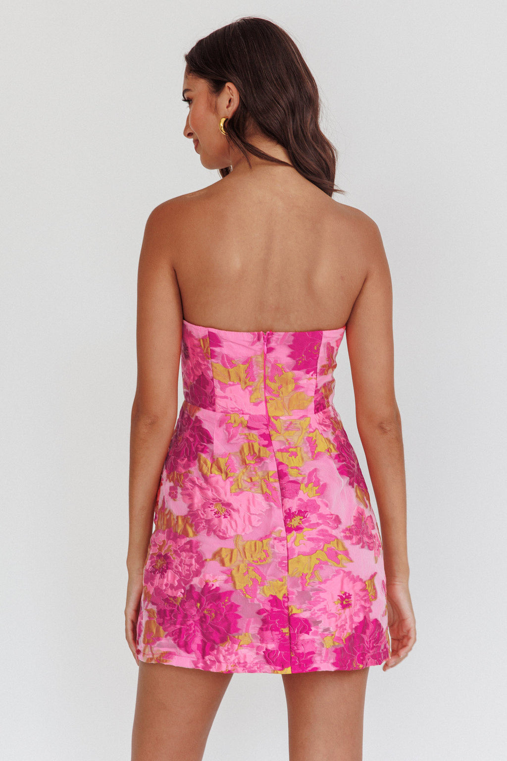 Marlina Strapless Jacquard Mini Dress Pink by Selfie Leslie Australia