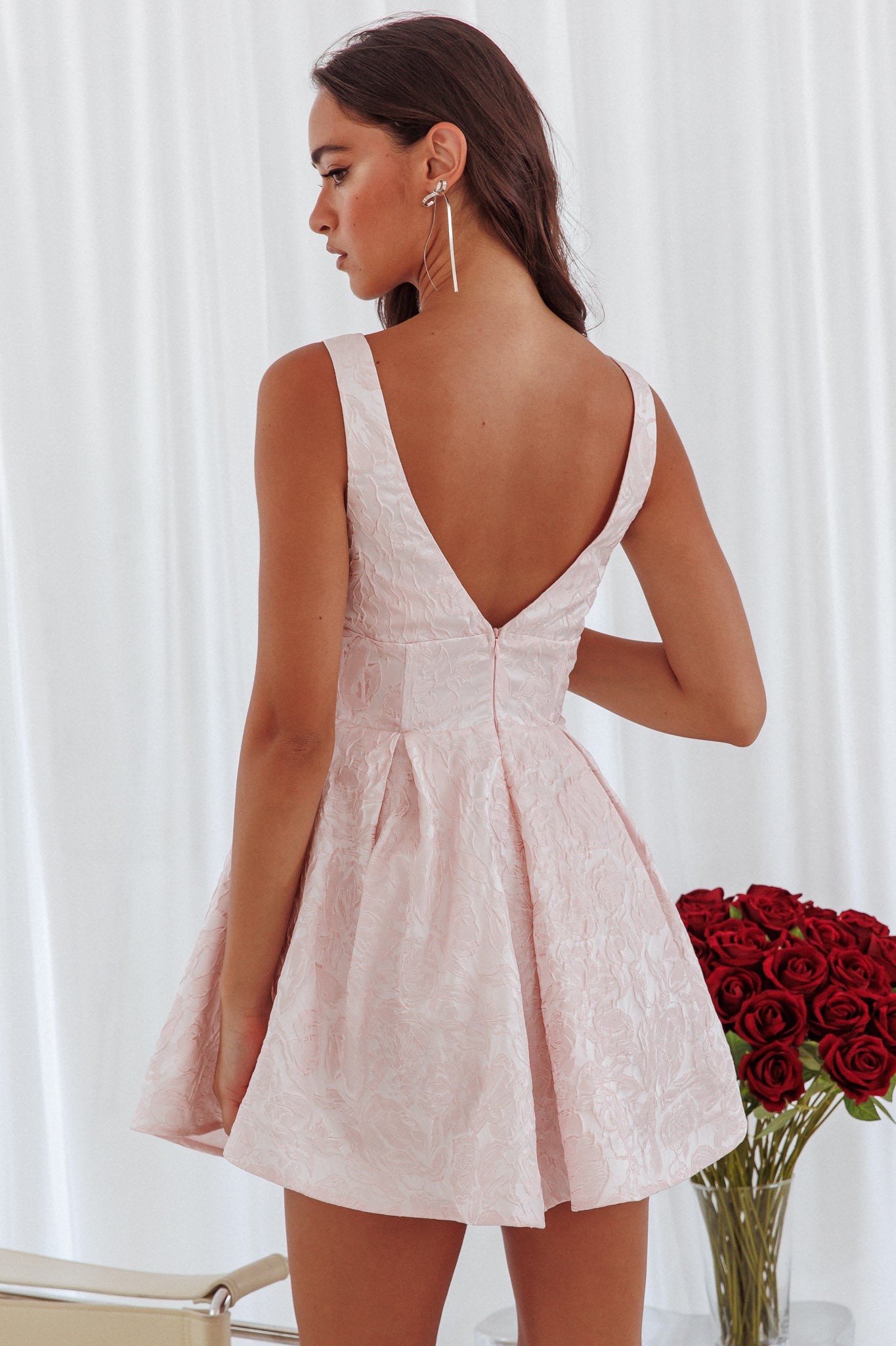 Belle Enchante Jacquard Mini Dress Pink by Selfie Leslie Australia