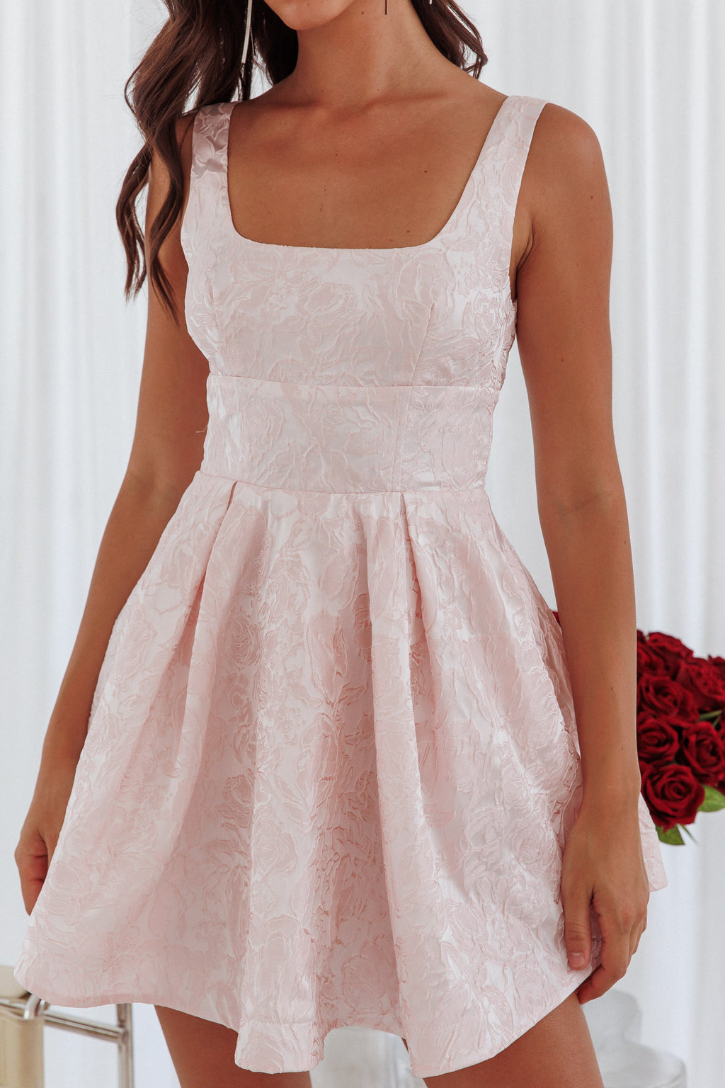 Belle Enchante Jacquard Mini Dress Pink by Selfie Leslie Australia