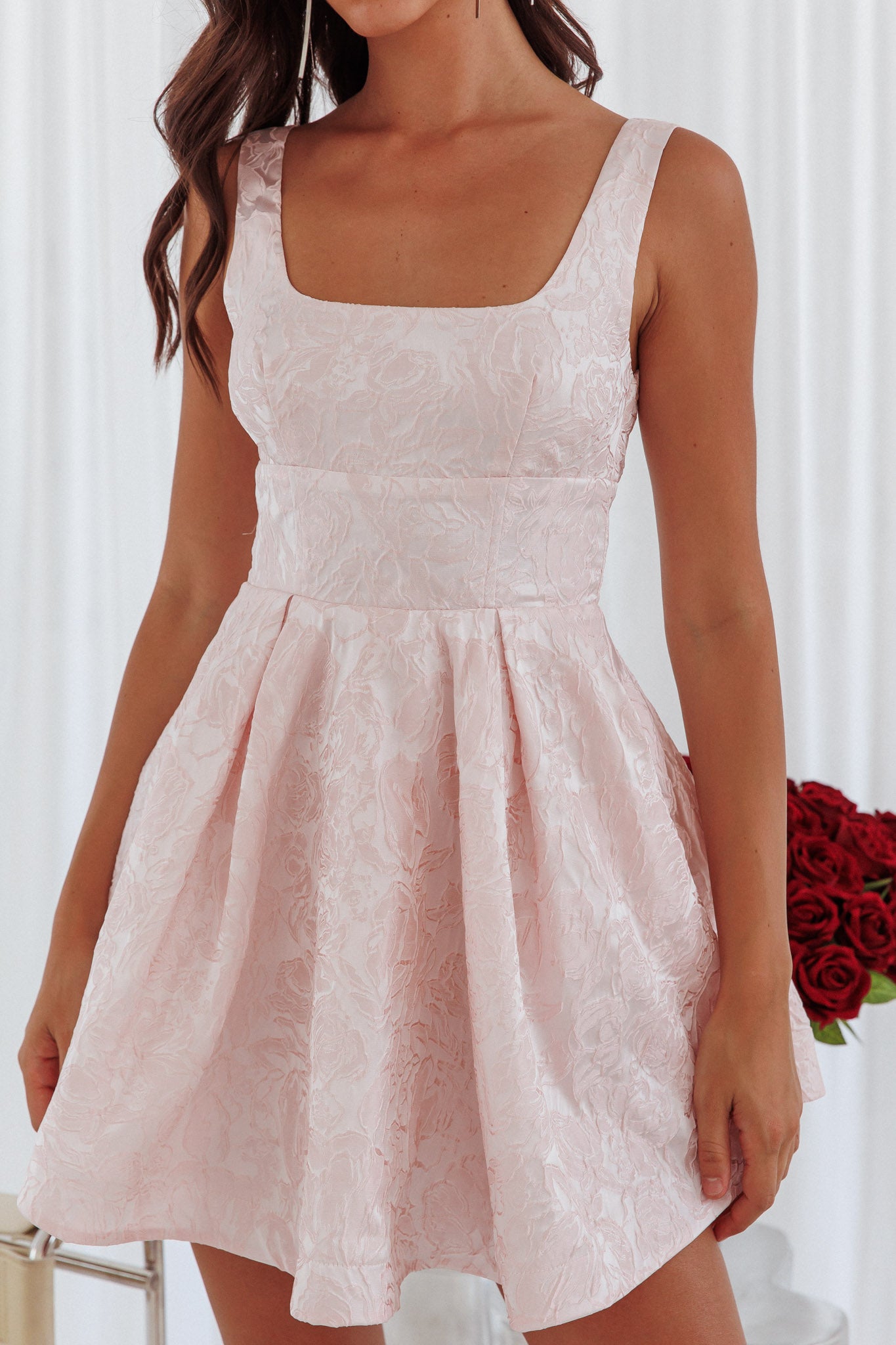 Belle Enchante Jacquard Mini Dress Pink by Selfie Leslie Australia