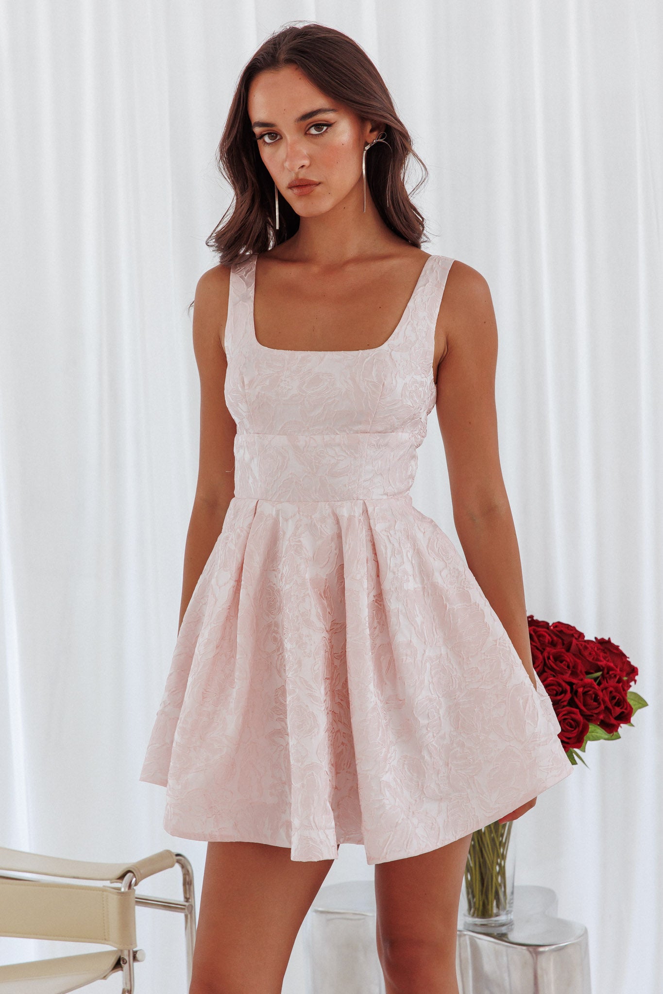Belle Enchante Jacquard Mini Dress Pink by Selfie Leslie Australia
