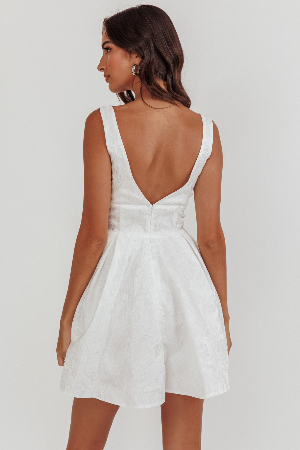 Belle Enchante Jacquard Mini Dress White by Selfie Leslie Australia