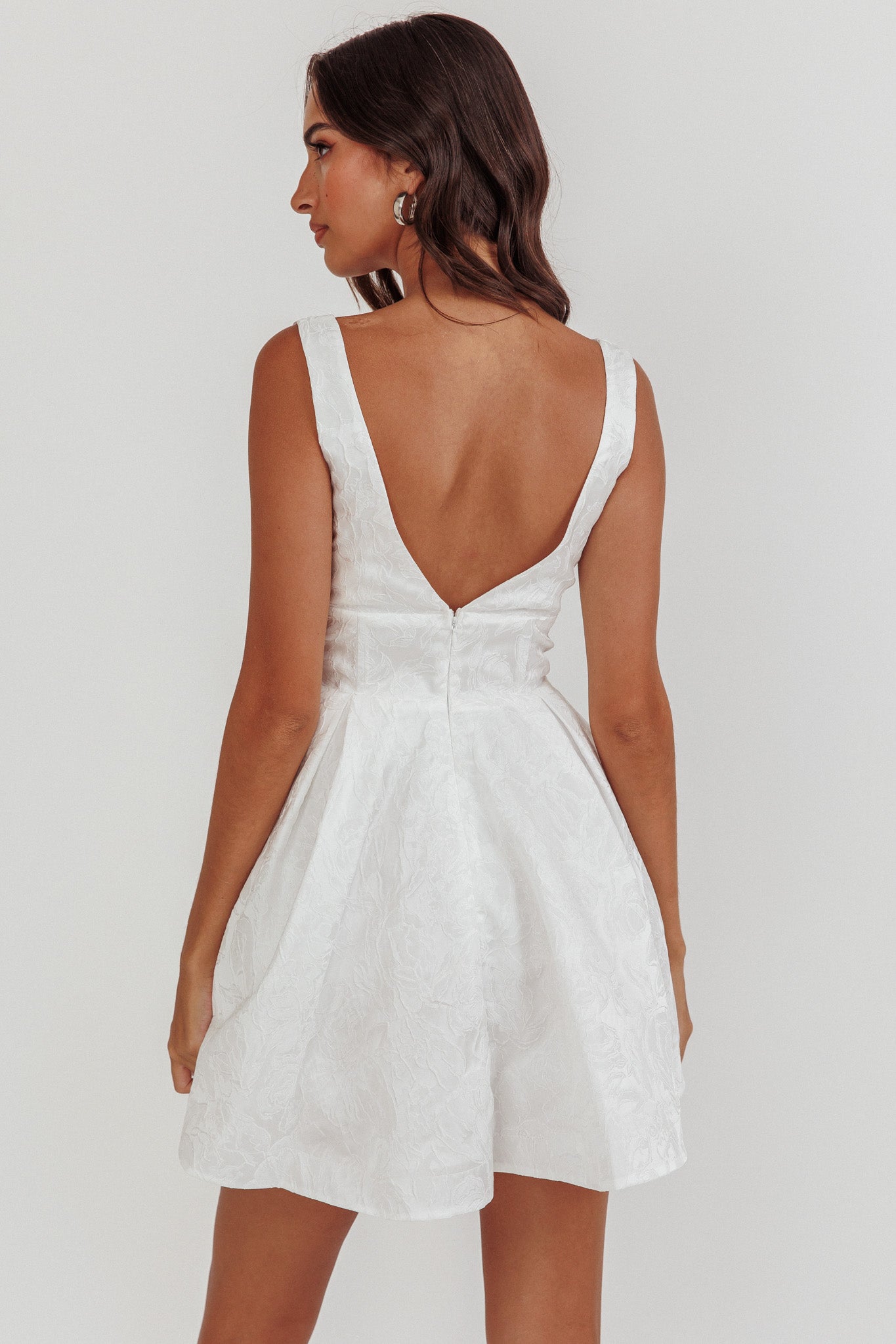 Belle Enchante Jacquard Mini Dress White by Selfie Leslie Australia