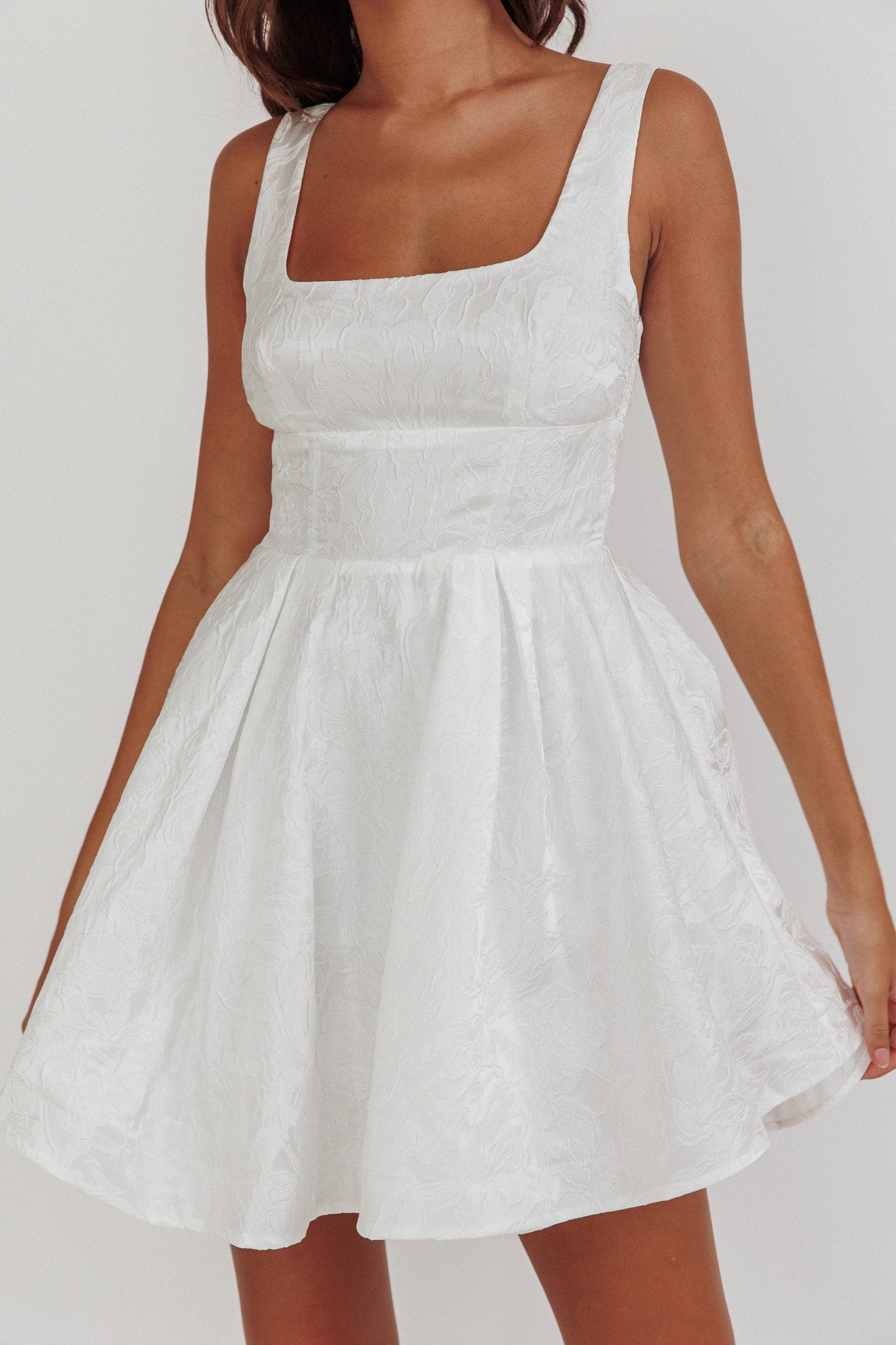 Belle Enchante Jacquard Mini Dress White by Selfie Leslie Australia