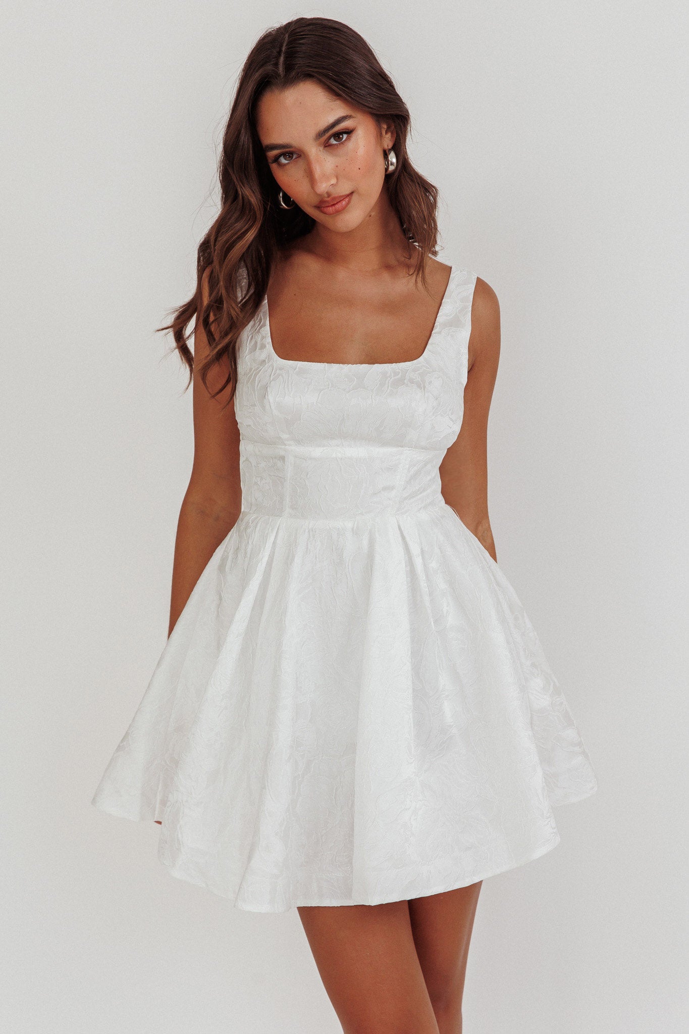 Belle Enchante Jacquard Mini Dress Sage