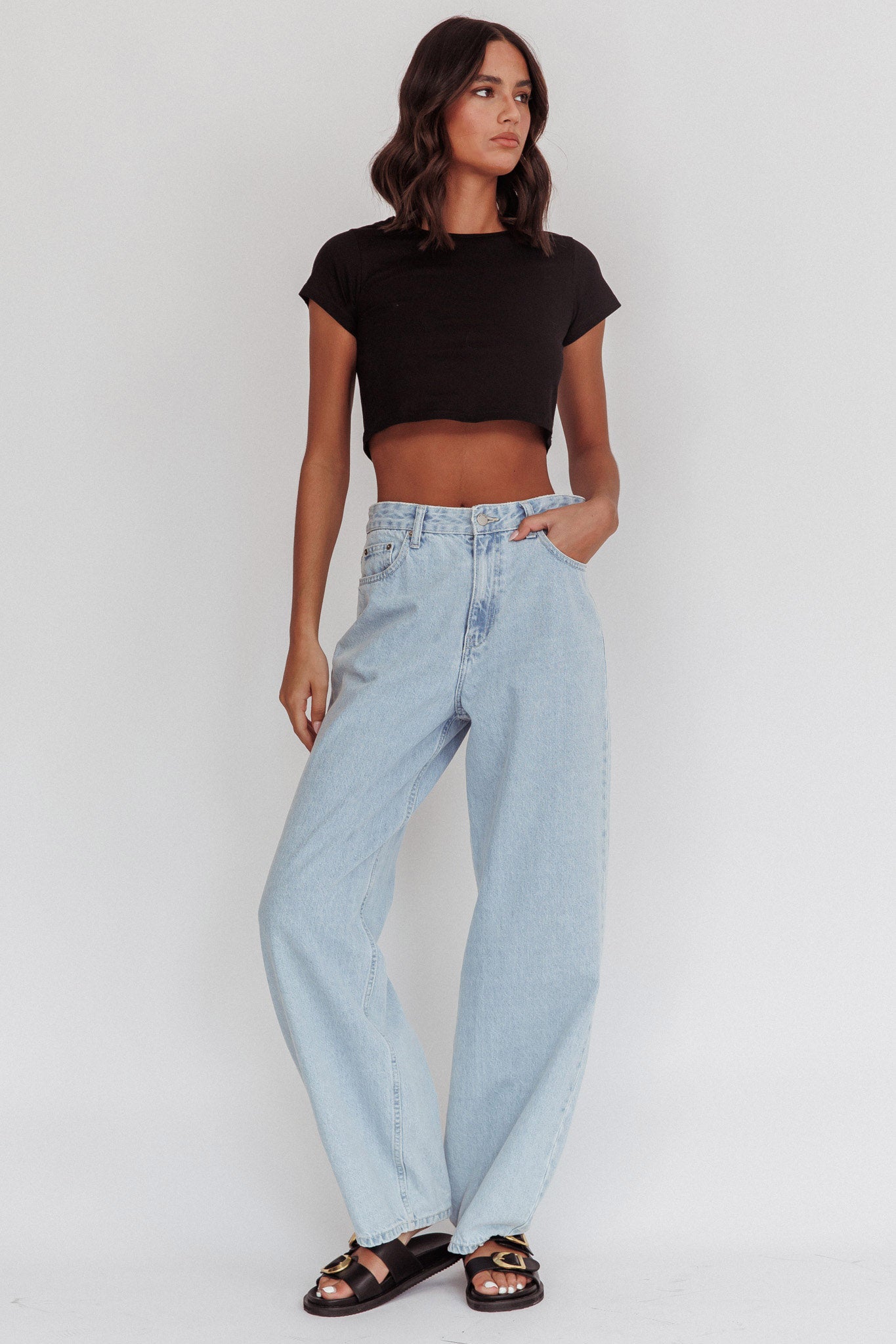 Olly Cropped Baby Tee Black by Selfie Leslie Australia