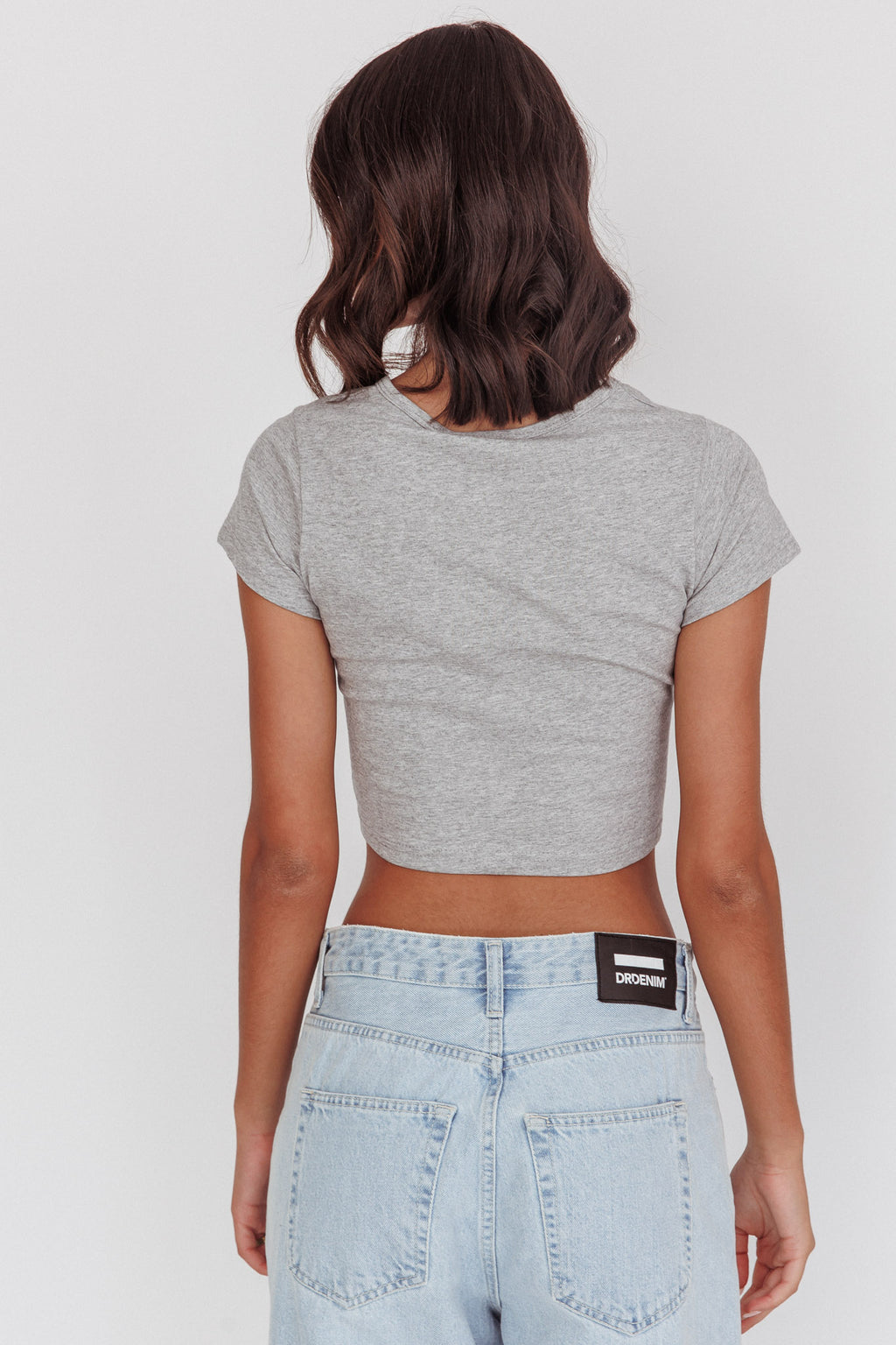 Olly Cropped Baby Tee Grey by Selfie Leslie Australia