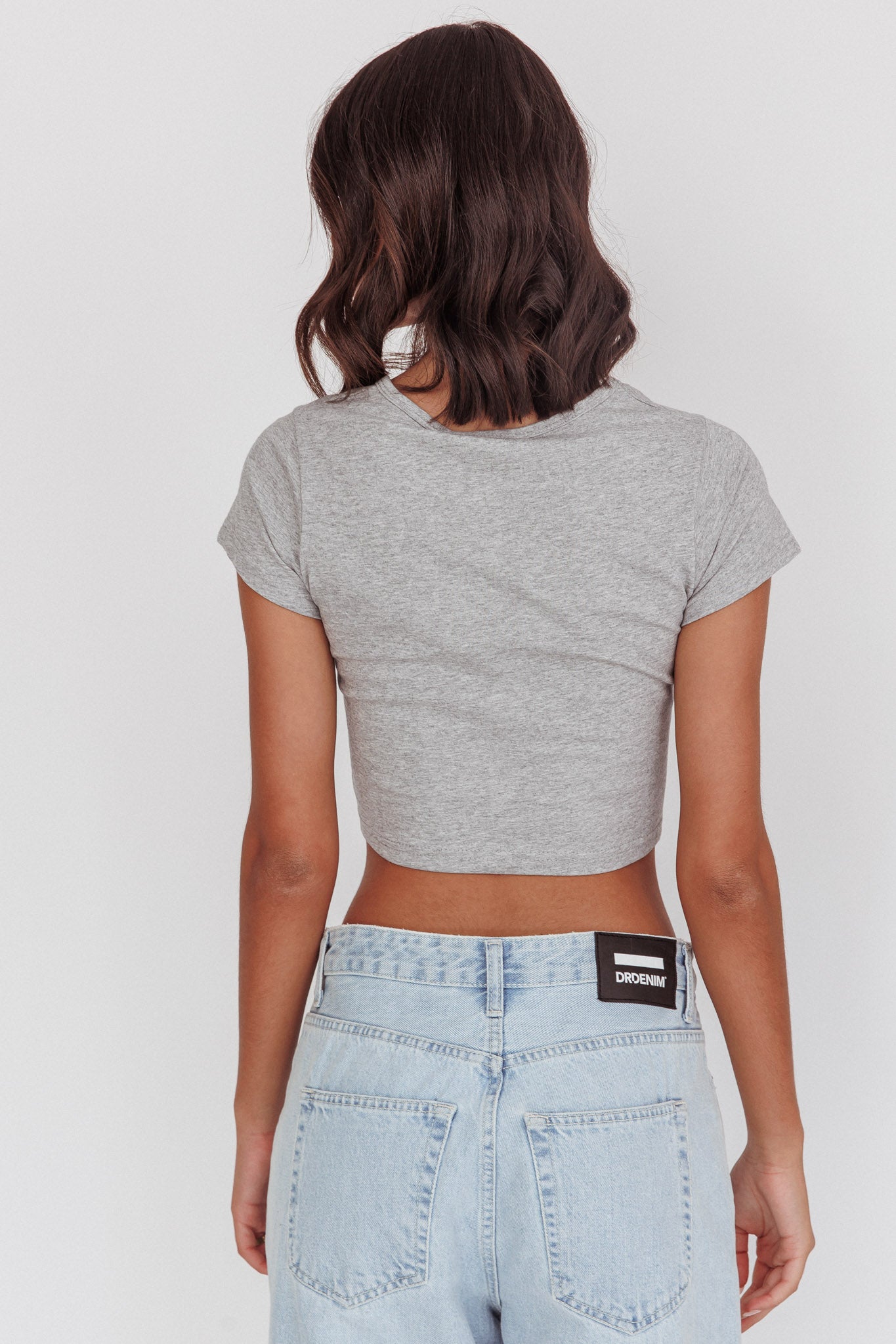Olly Cropped Baby Tee Grey by Selfie Leslie Australia