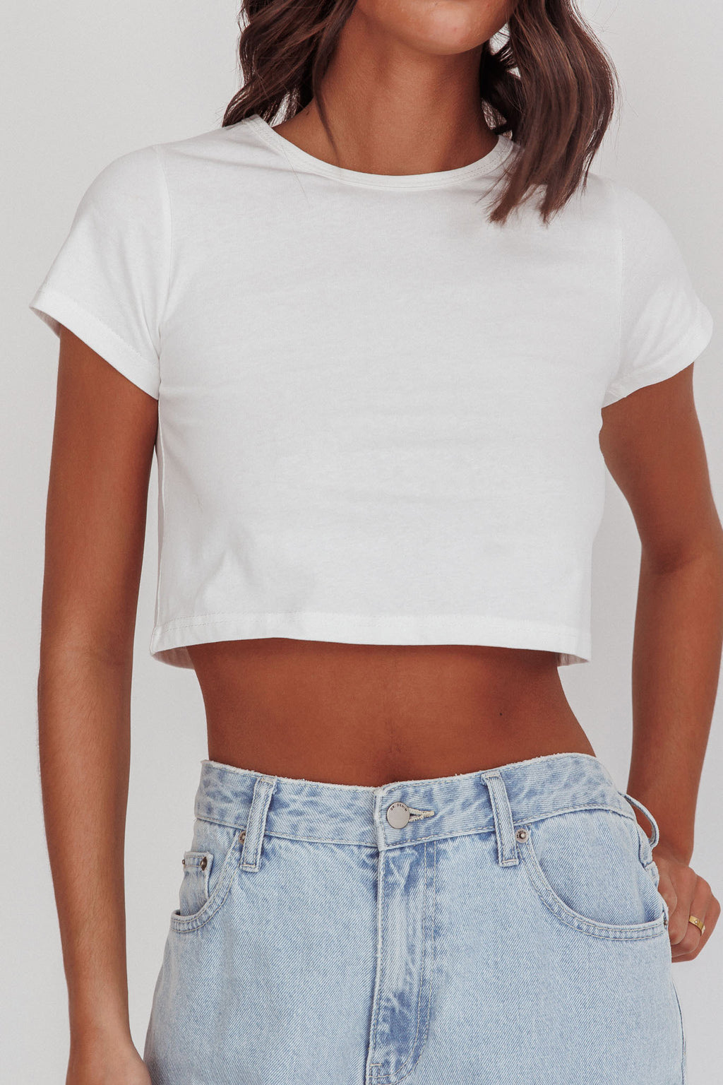 Olly Cropped Baby Tee White by Selfie Leslie Australia
