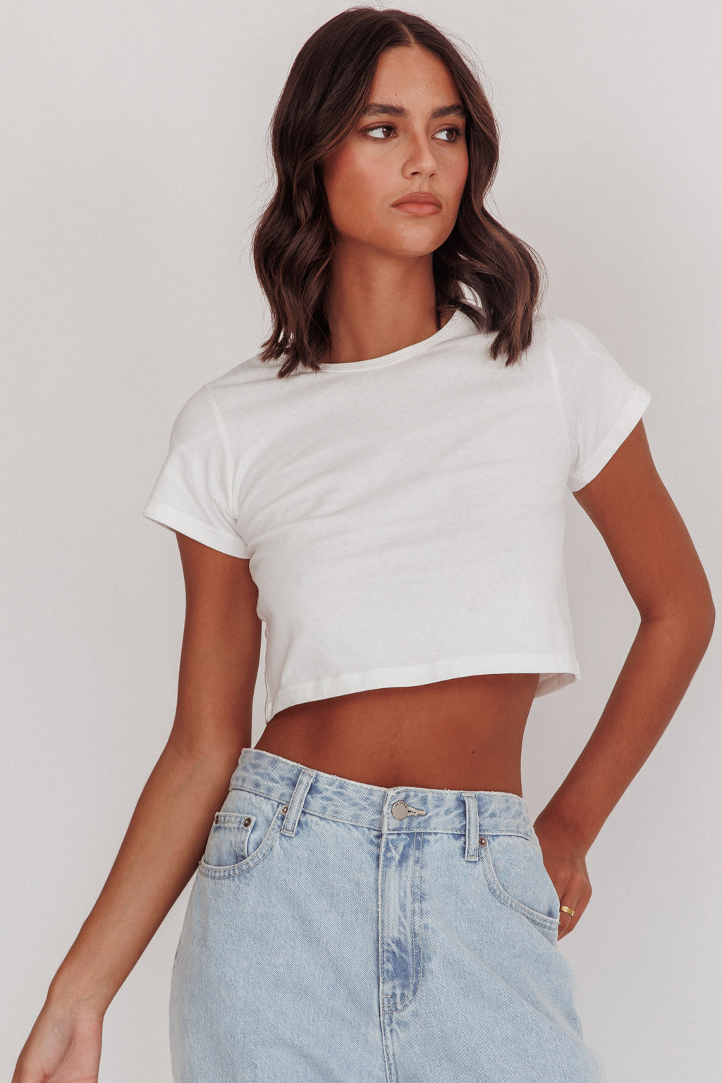 Olly Cropped Baby Tee White by Selfie Leslie Australia