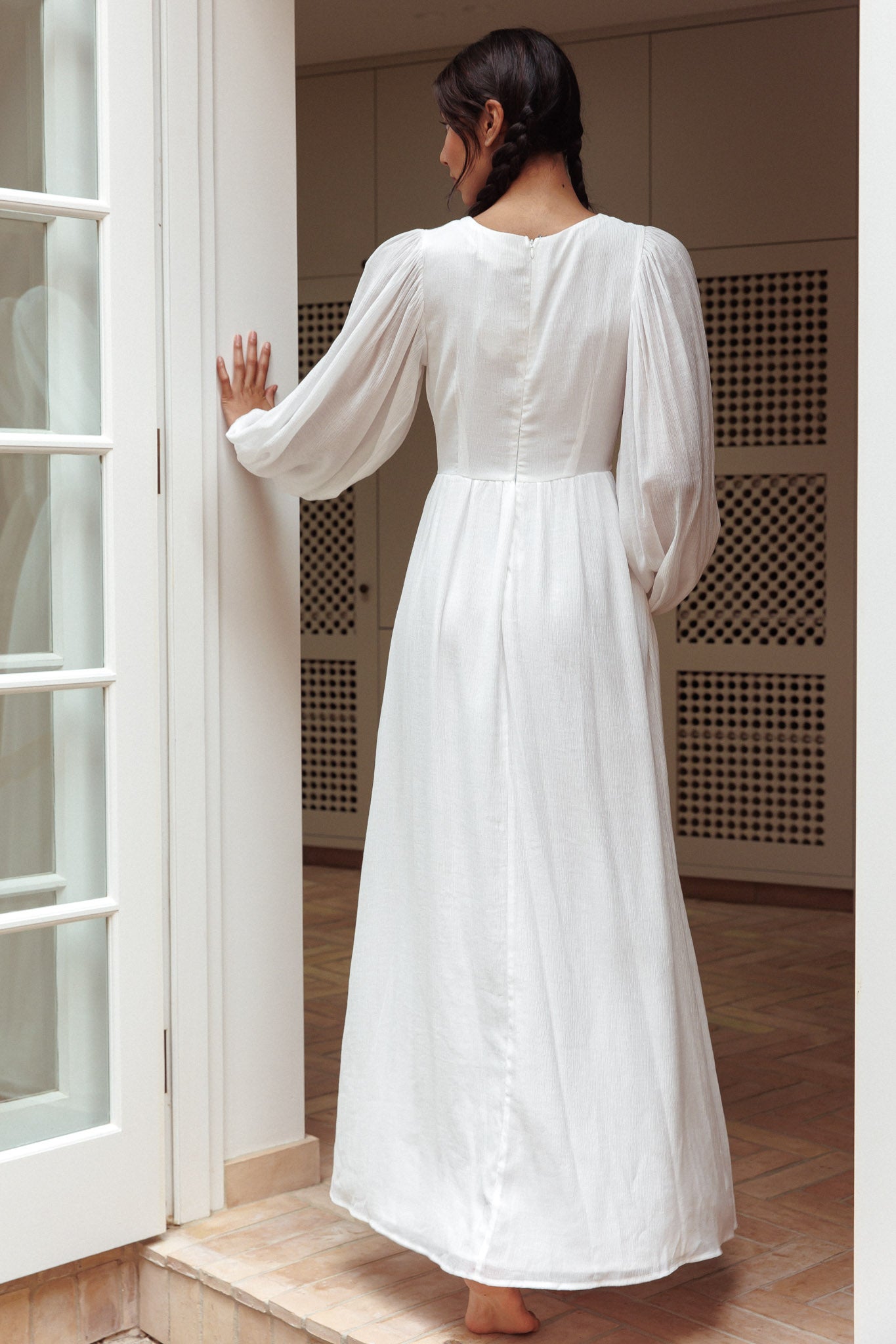 long sleeve white dress australia Jessalynn Cut-Out Long Sleeve Maxi Dress White