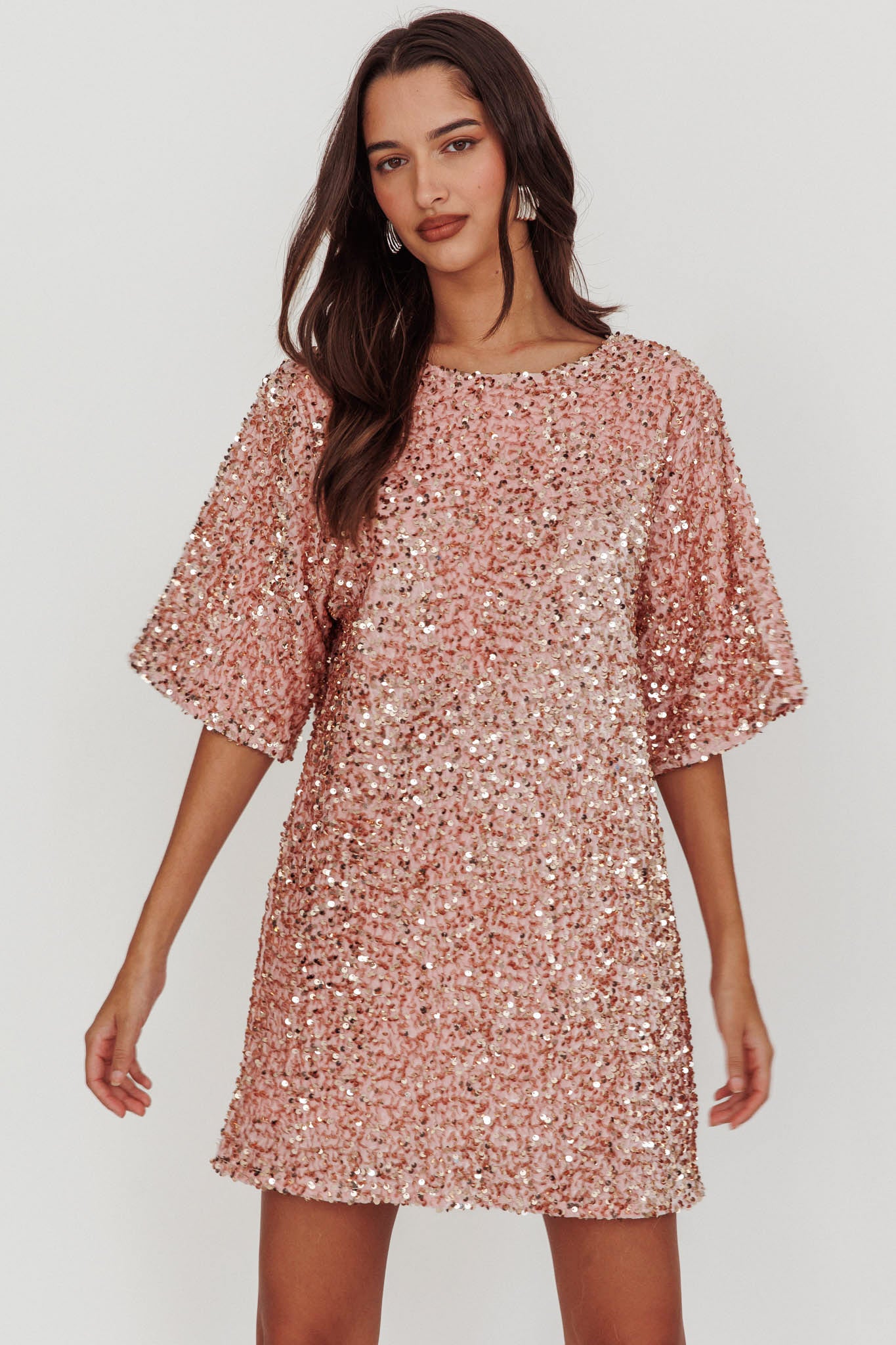 Miramar Backless Sequin Dress Baby Pink by Selfie Leslie Australia