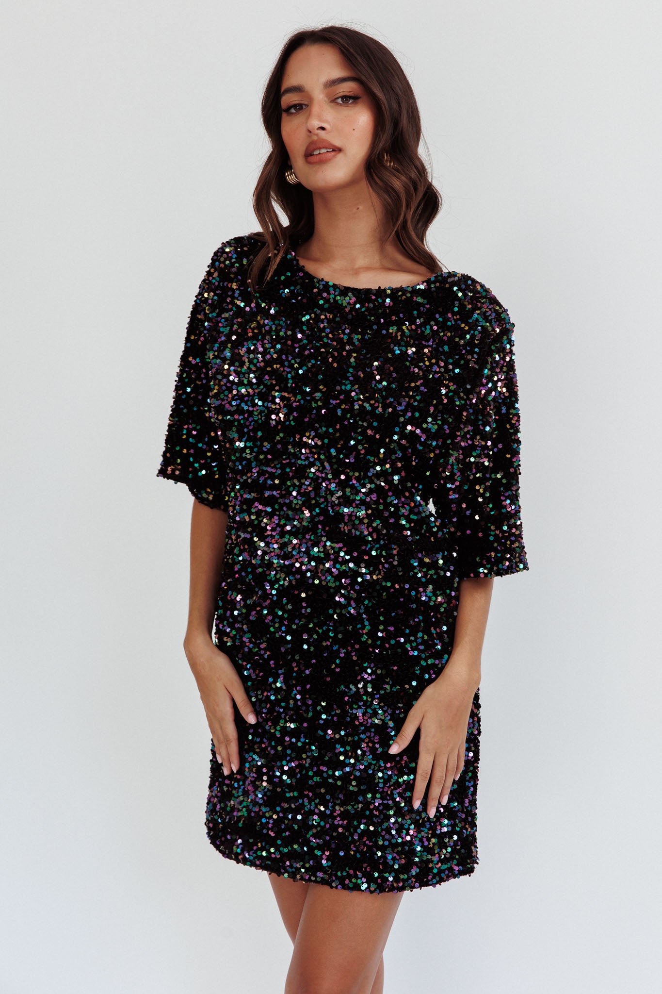 Shop the Miramar Backless Sequin Dress Black Multi | Selfie Leslie ...