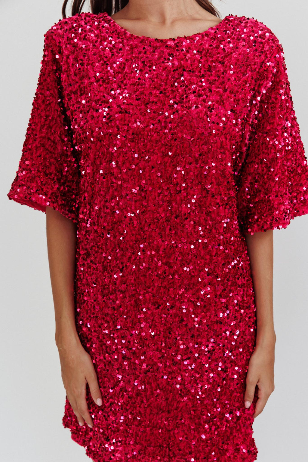 Miramar Backless Sequin Dress Fuchsia by Selfie Leslie Australia