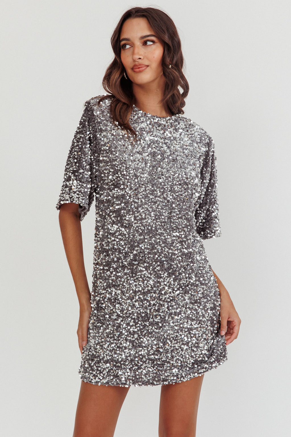 Miramar Backless Sequin Dress Silver by Selfie Leslie Australia