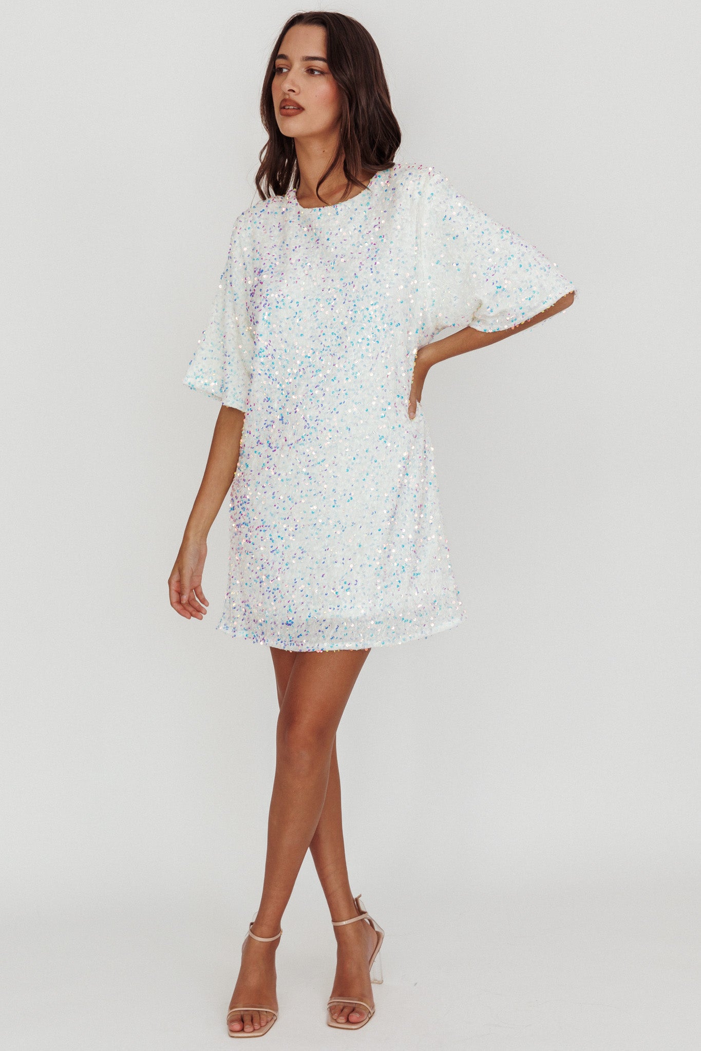 Miramar Backless Sequin Dress White by Selfie Leslie Australia