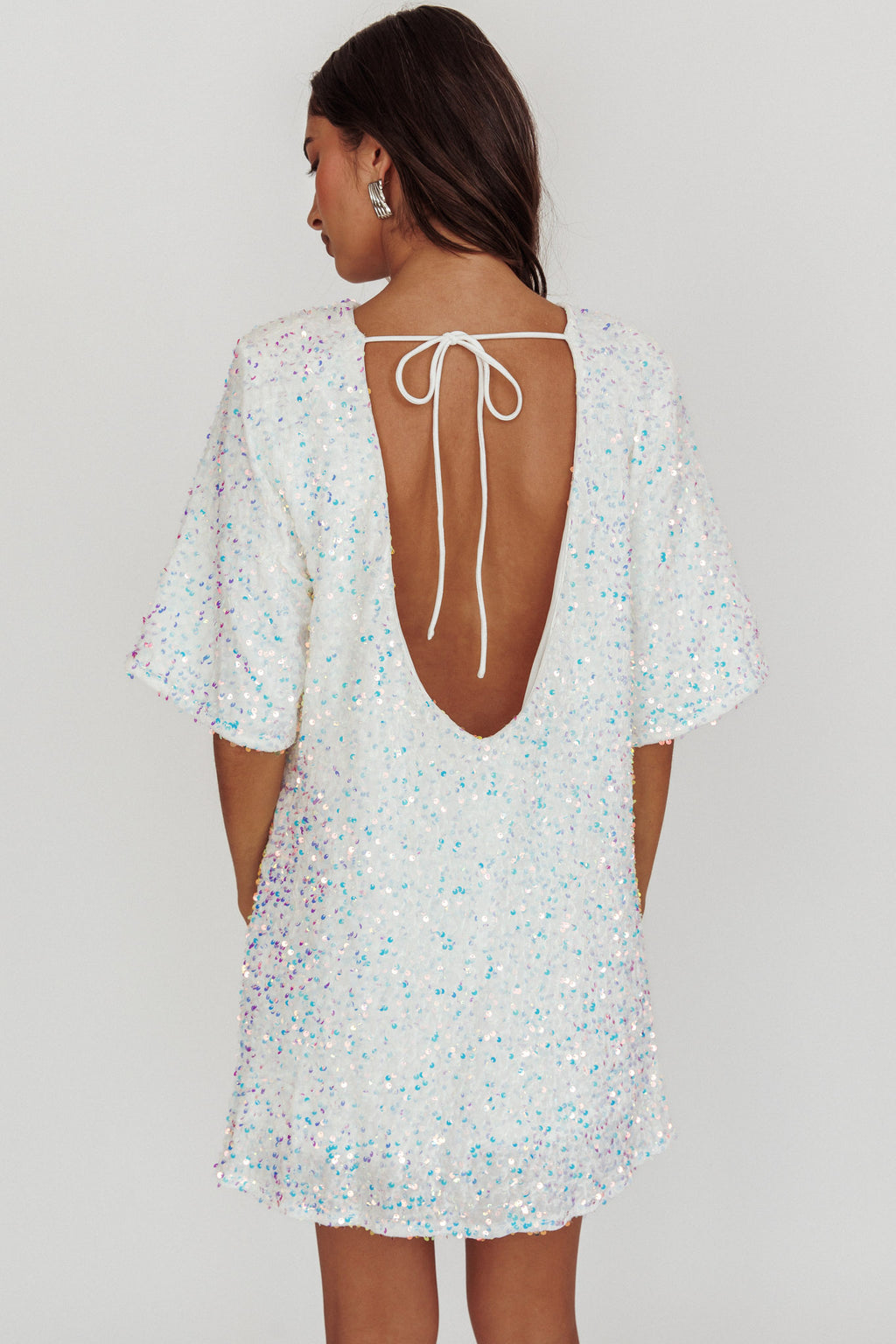 Miramar Backless Sequin Dress White by Selfie Leslie Australia