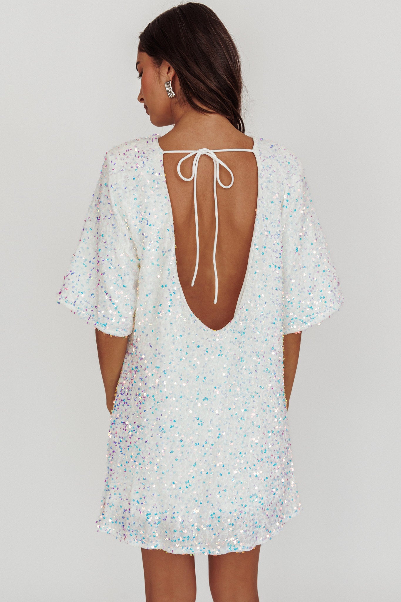 Miramar Backless Sequin Dress White by Selfie Leslie Australia