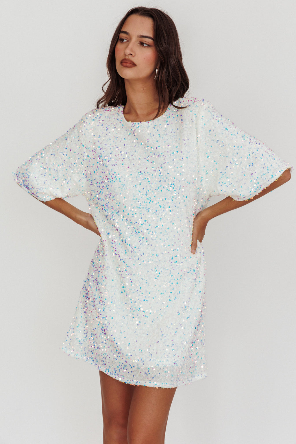Miramar Backless Sequin Dress White by Selfie Leslie Australia