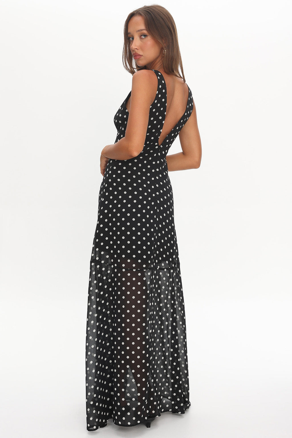 Rosewood V-Neckline Maxi Dress Polka Dot Black by Selfie Leslie Australia