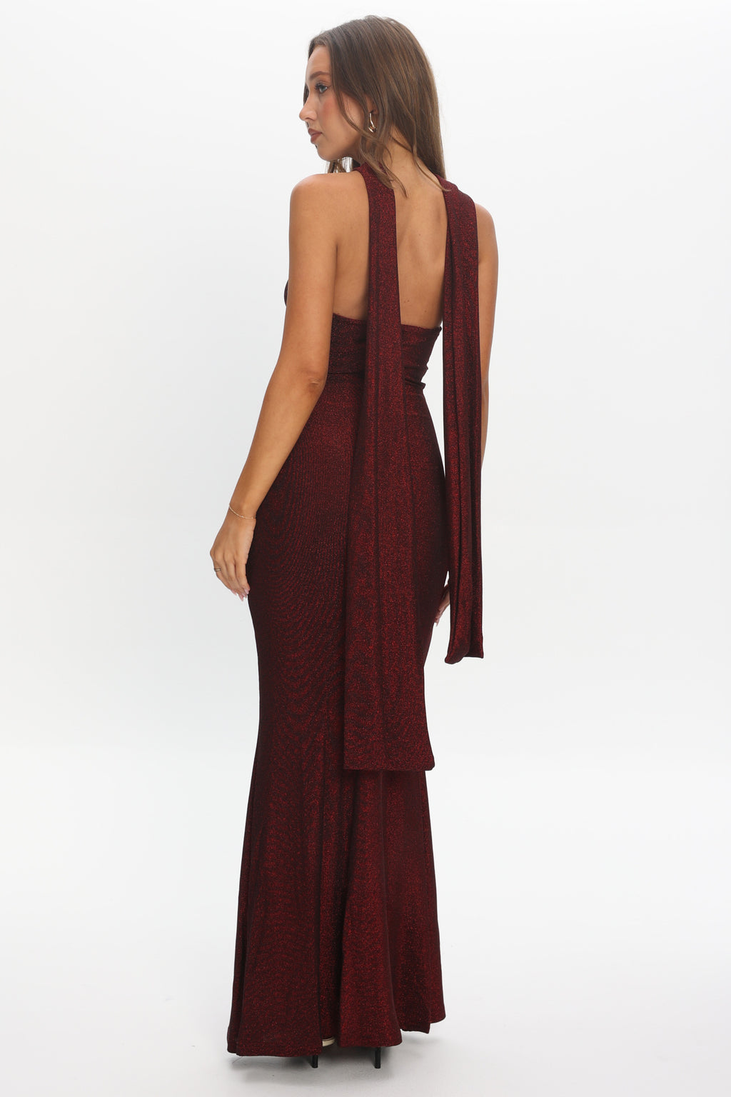 Adrielle Keyhole Halterneck Maxi Dress Wine by Selfie Leslie Australia