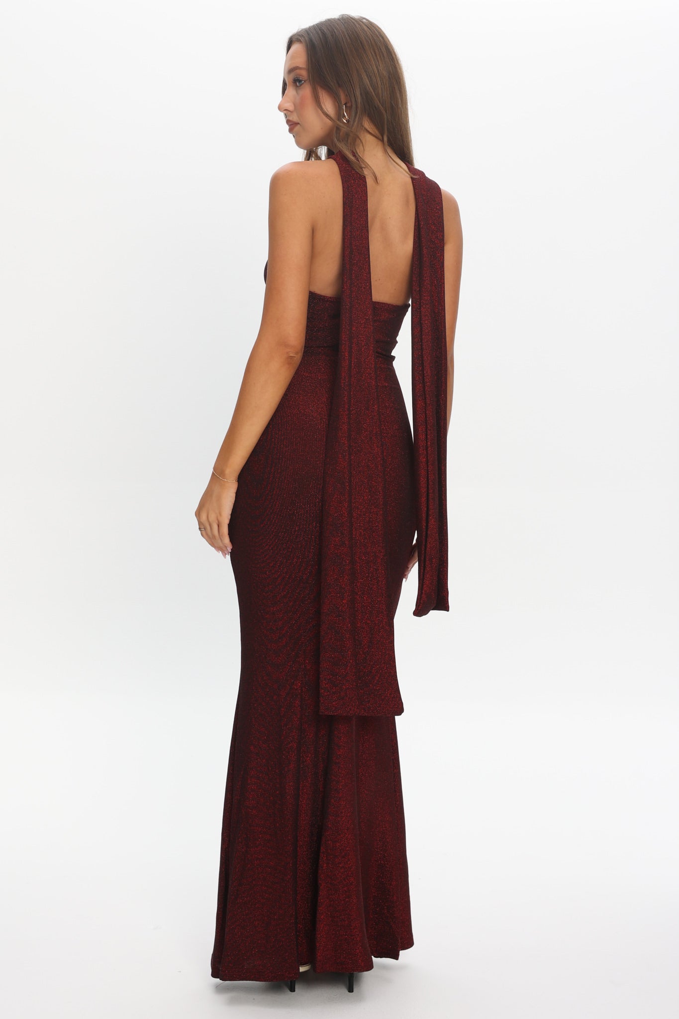 Adrielle Keyhole Halterneck Maxi Dress Wine by Selfie Leslie Australia