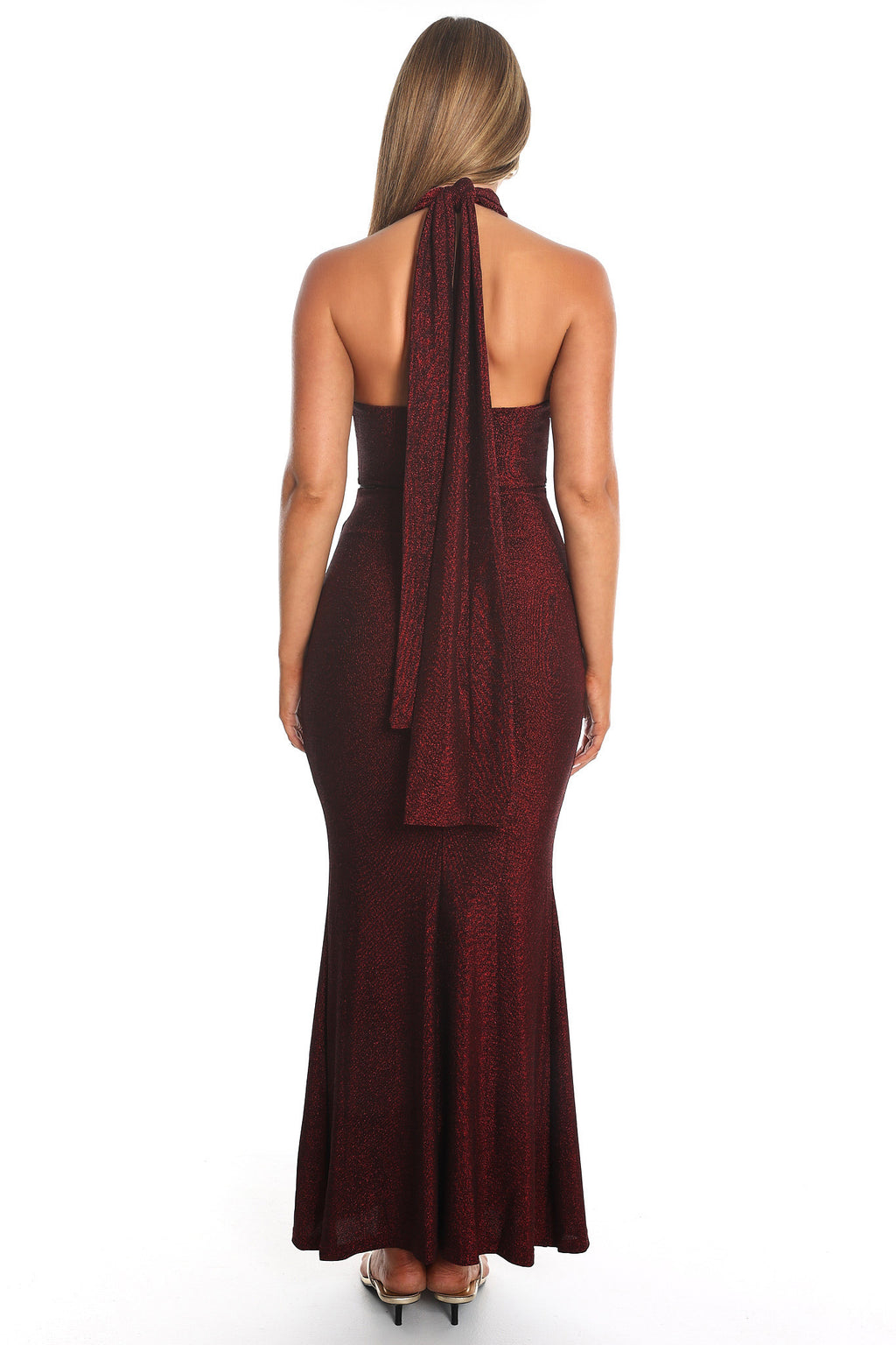Adrielle Keyhole Halterneck Maxi Dress Wine by Selfie Leslie Australia