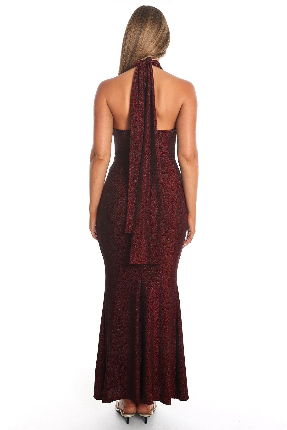 Adrielle Keyhole Halterneck Maxi Dress Wine by Selfie Leslie Australia