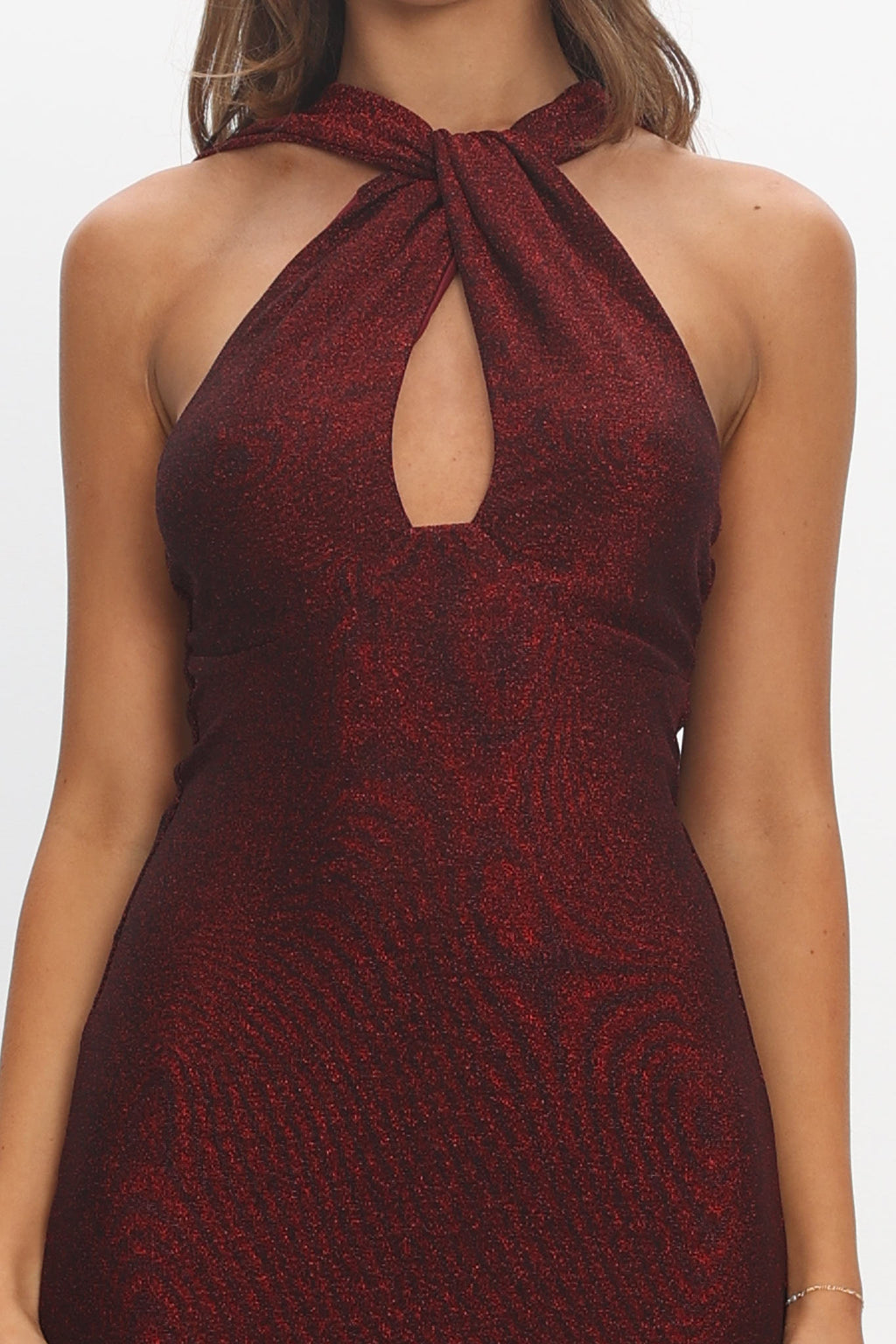 Adrielle Keyhole Halterneck Maxi Dress Wine by Selfie Leslie Australia