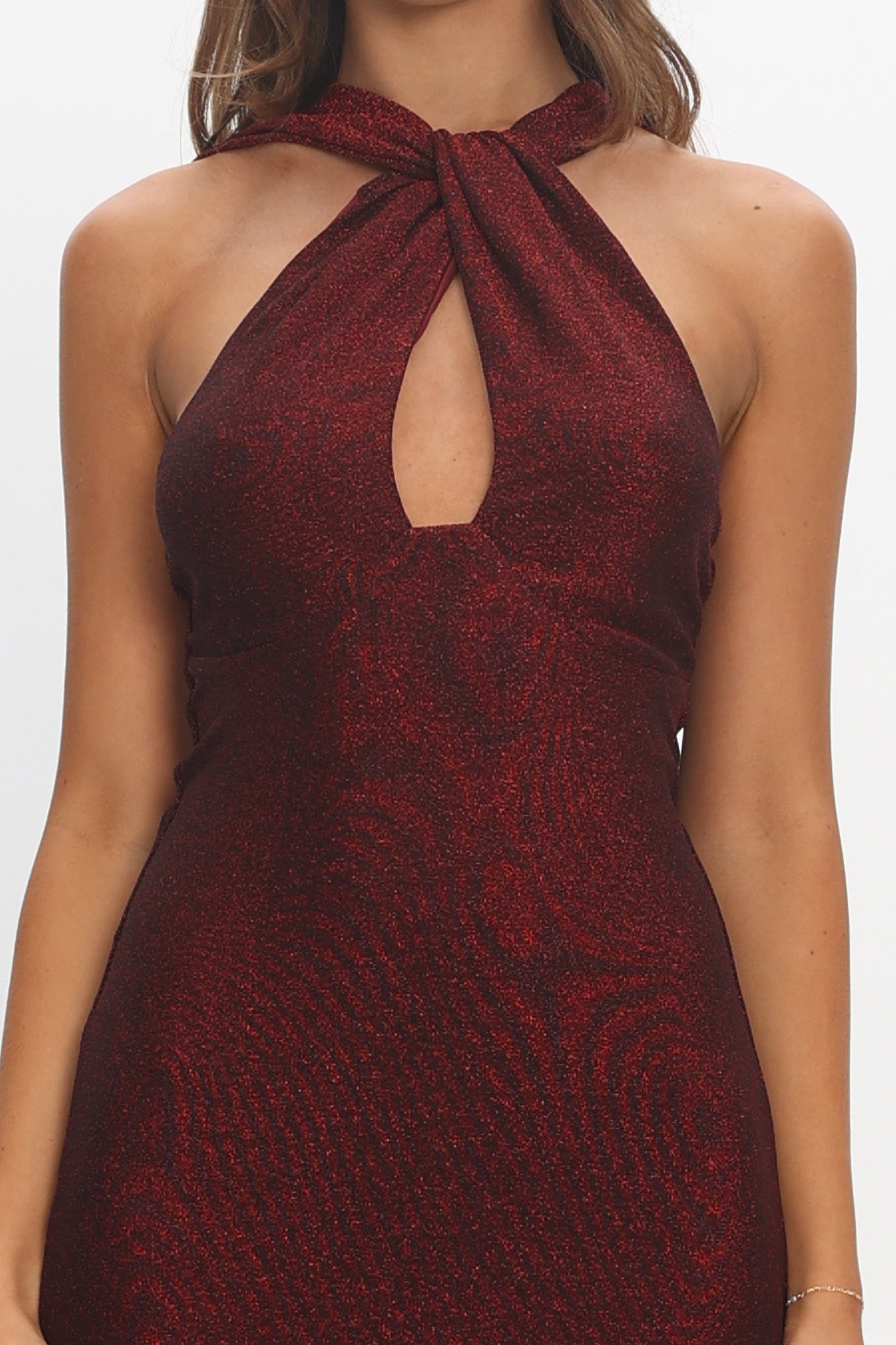 Adrielle Keyhole Halterneck Maxi Dress Wine by Selfie Leslie Australia