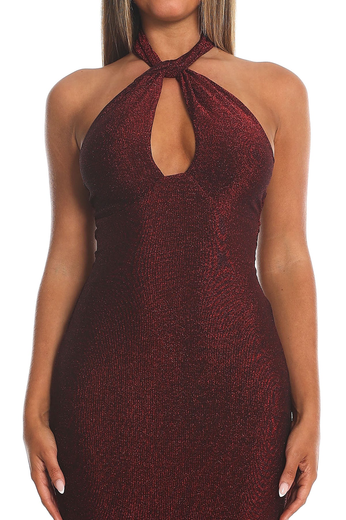 Adrielle Keyhole Halterneck Maxi Dress Wine by Selfie Leslie Australia
