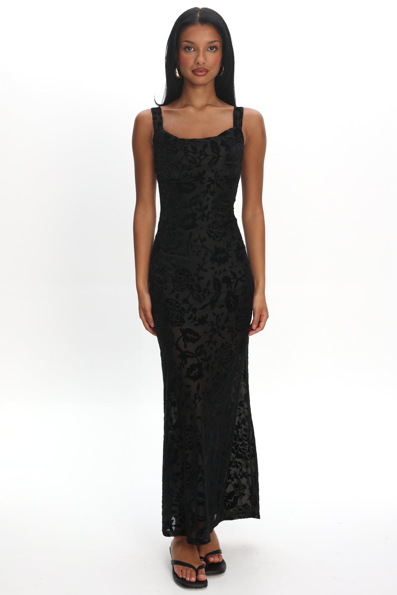 Casablanca Nights Tied Back Maxi Dress Flocked Floral by Selfie Leslie Australia