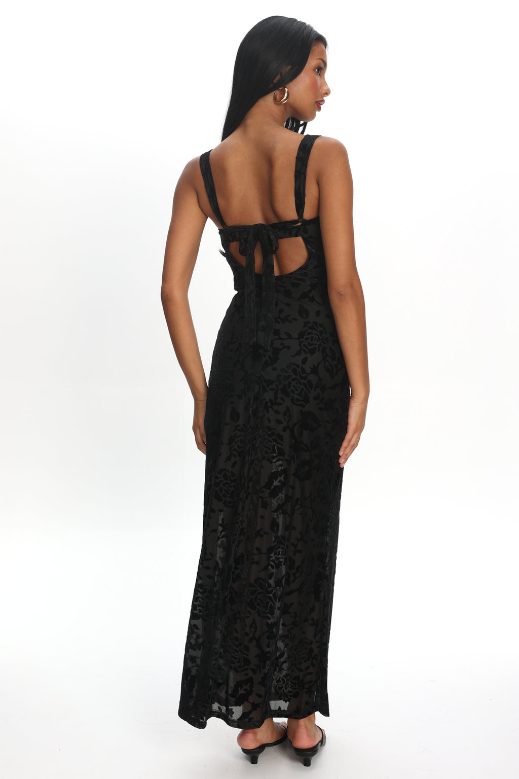 Casablanca Nights Tied Back Maxi Dress Flocked Floral by Selfie Leslie Australia