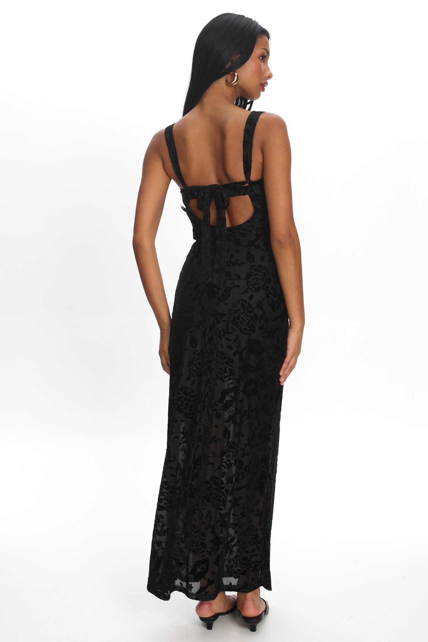 Casablanca Nights Tied Back Maxi Dress Flocked Floral by Selfie Leslie Australia