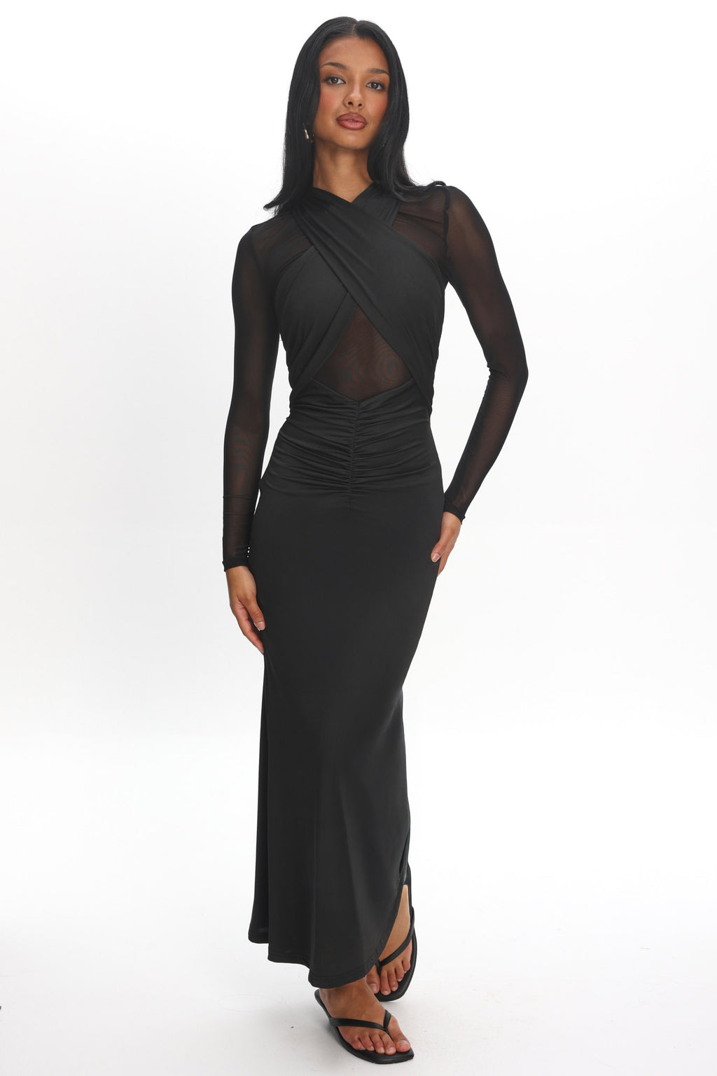 Esther Sheer Waist Maxi Dress Black by Selfie Leslie Australia