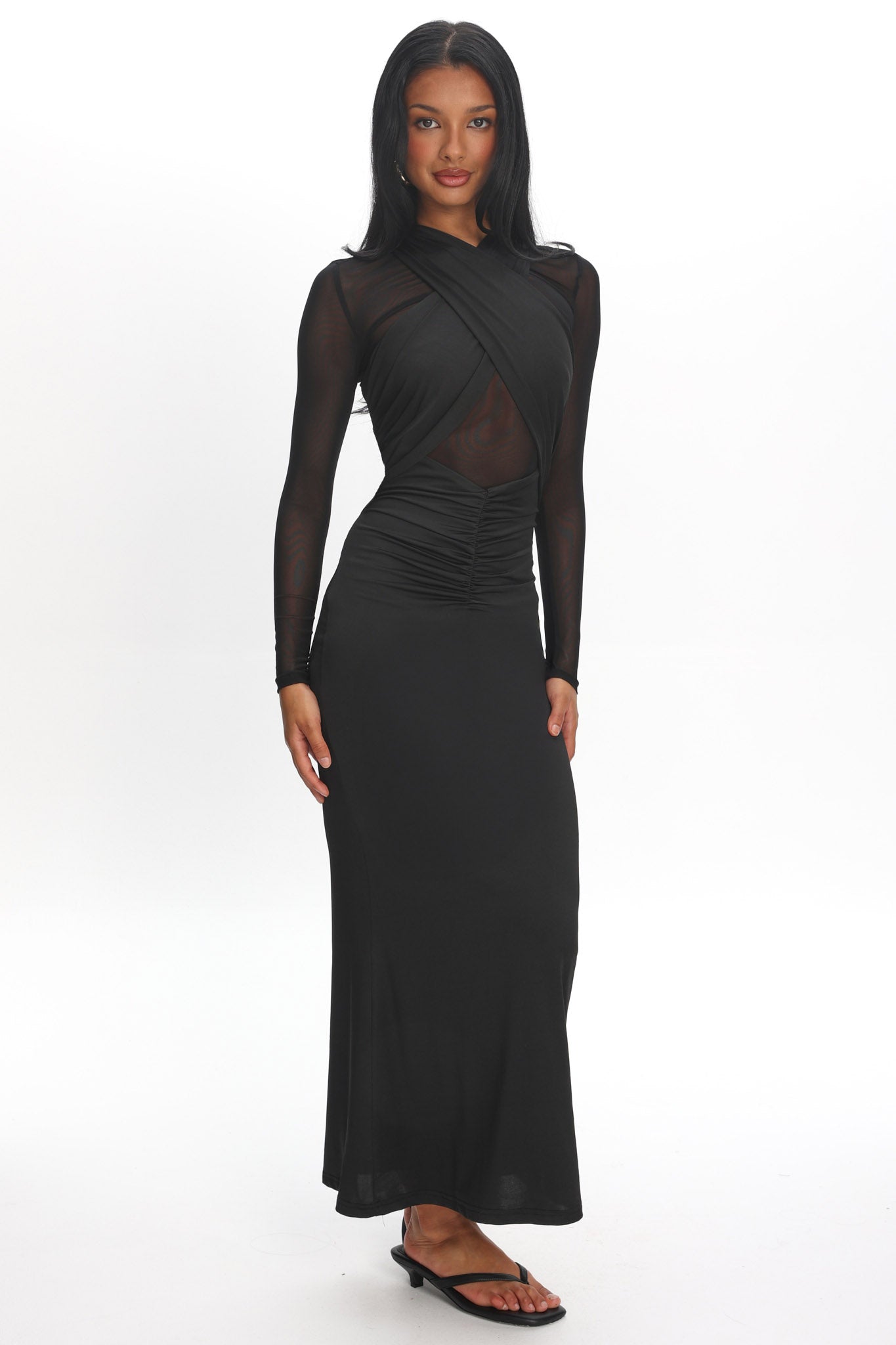 Esther Sheer Waist Maxi Dress Black by Selfie Leslie Australia