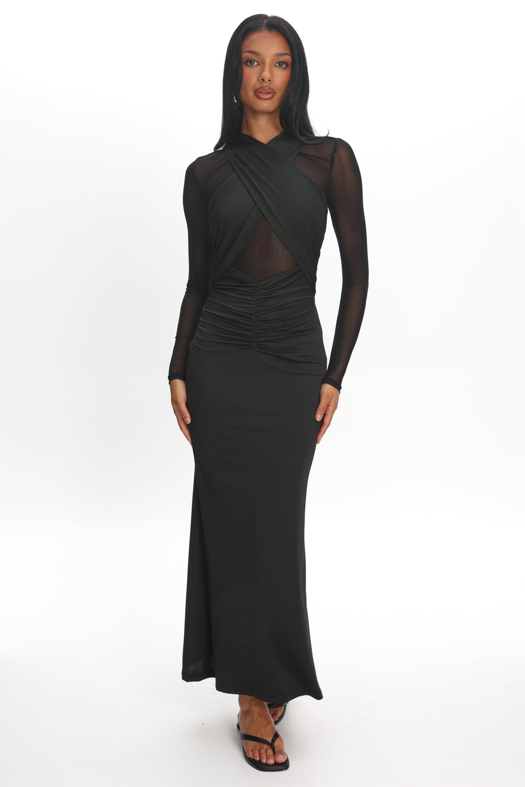 Esther Sheer Waist Maxi Dress Black by Selfie Leslie Australia