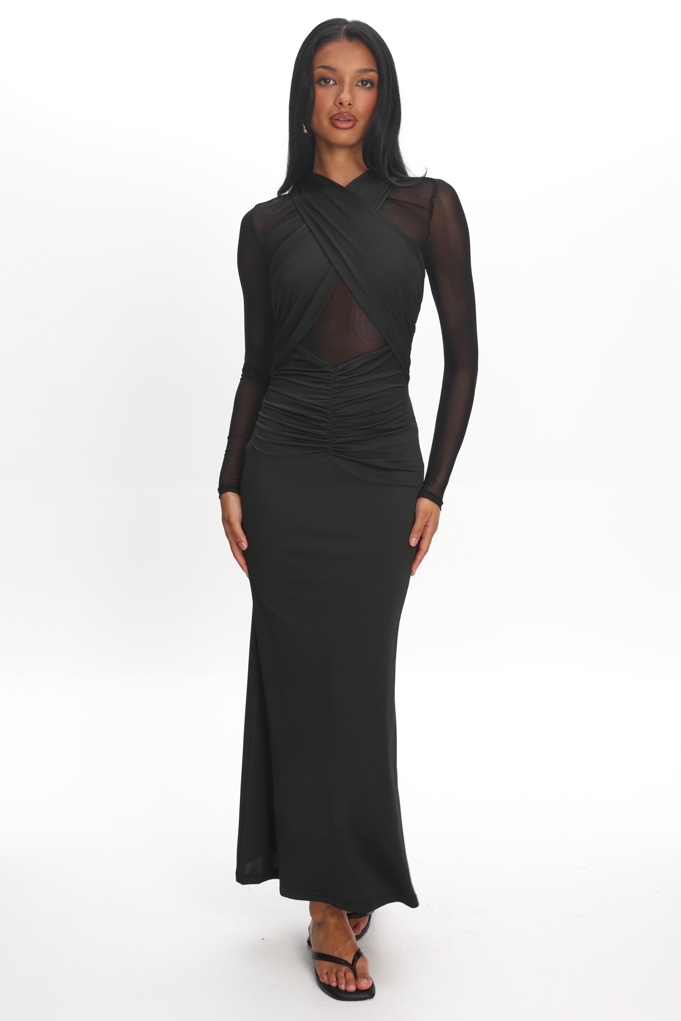 Esther Sheer Waist Maxi Dress Black by Selfie Leslie Australia