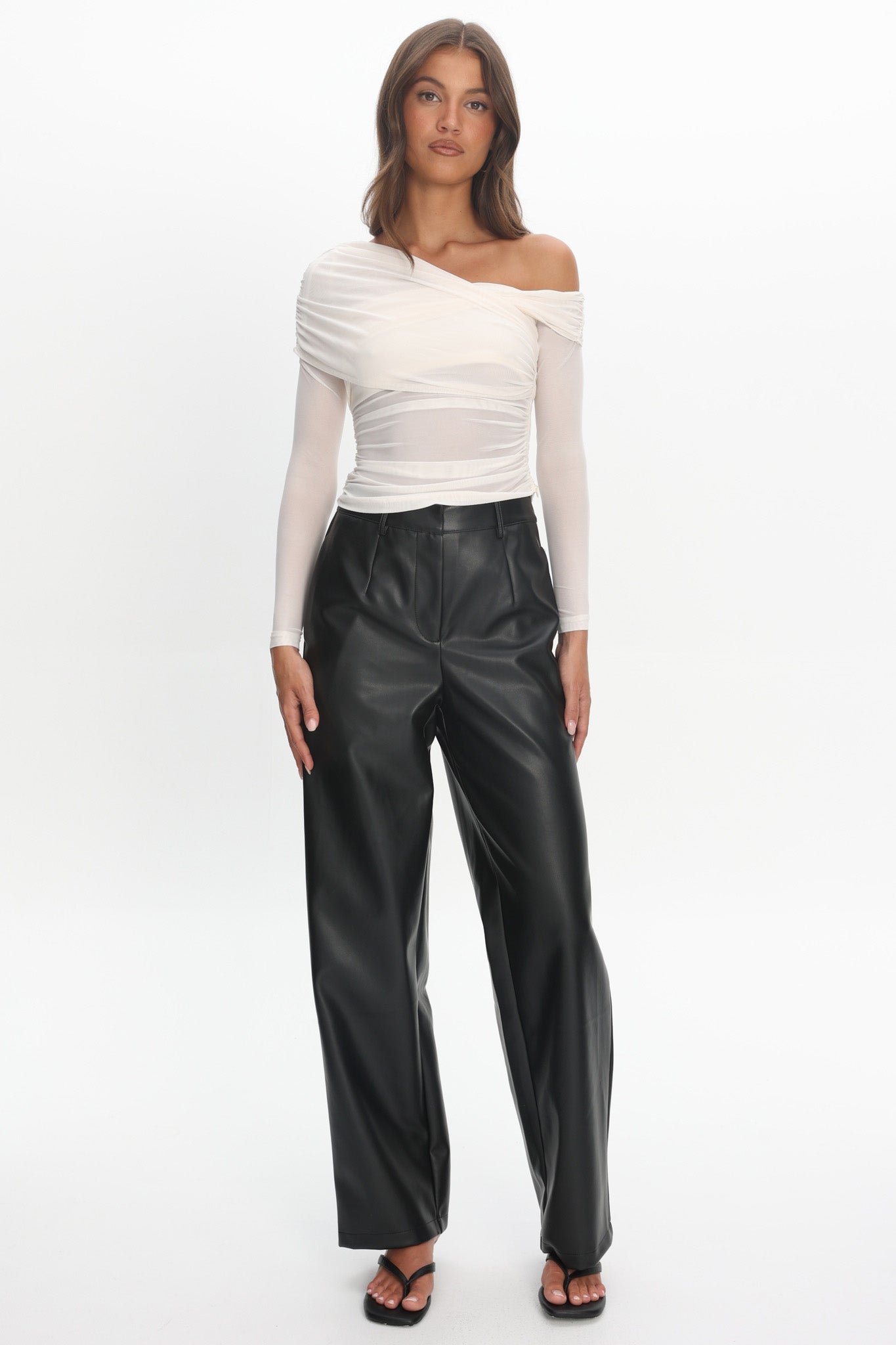 Christos Long Sleeve Asymmetric Top Ivory by Selfie Leslie Australia