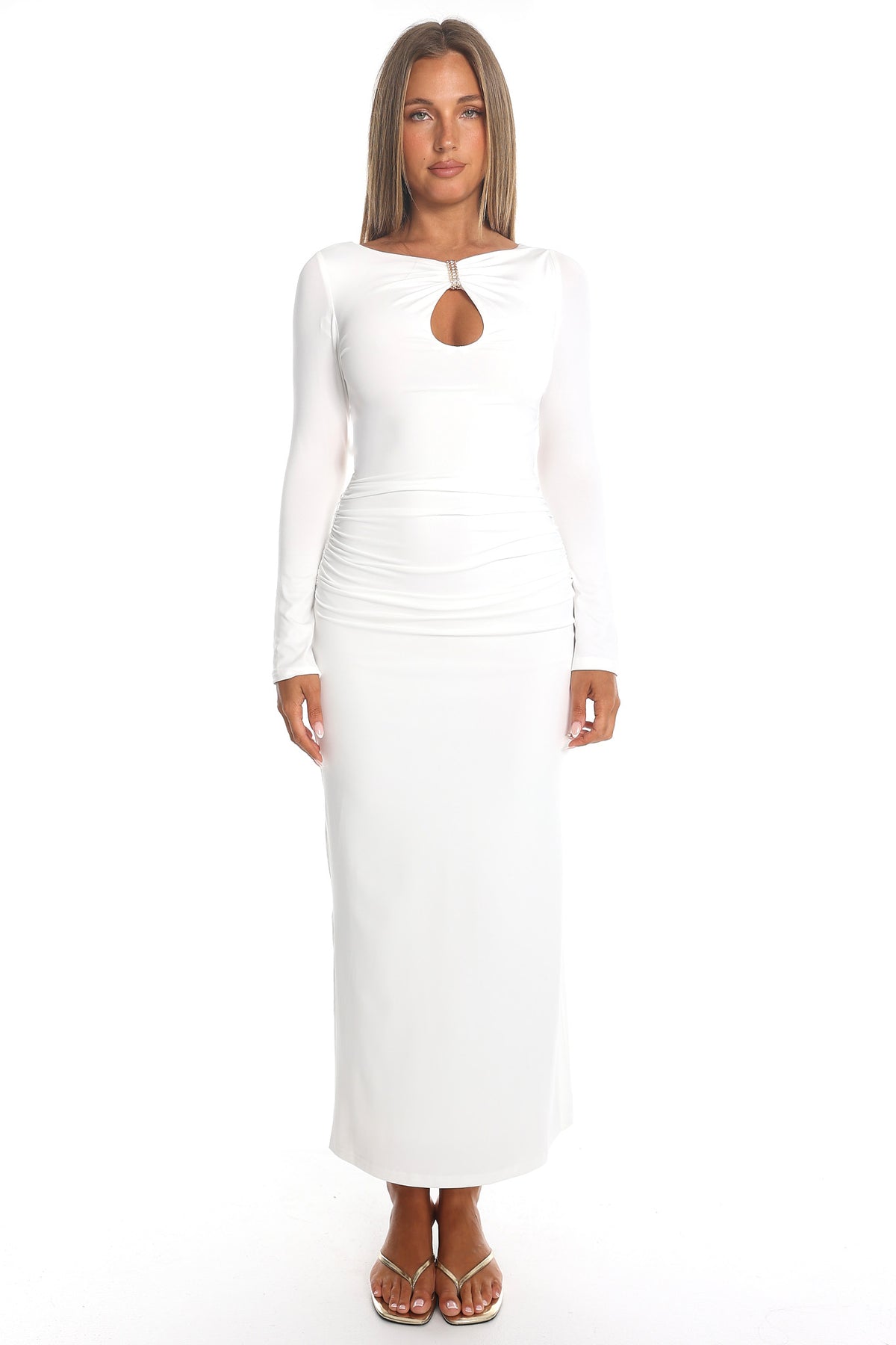 Emmalina Keyhole Bust Maxi Dress White