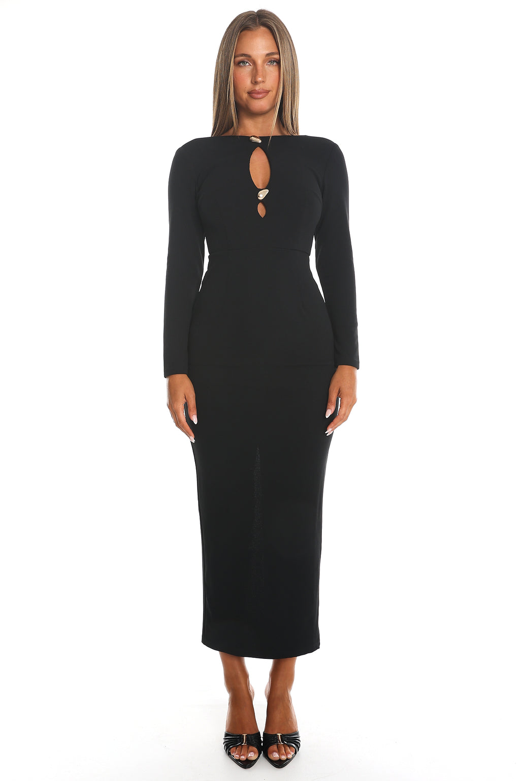 Capucine Key Hole Bust Maxi Dress Black