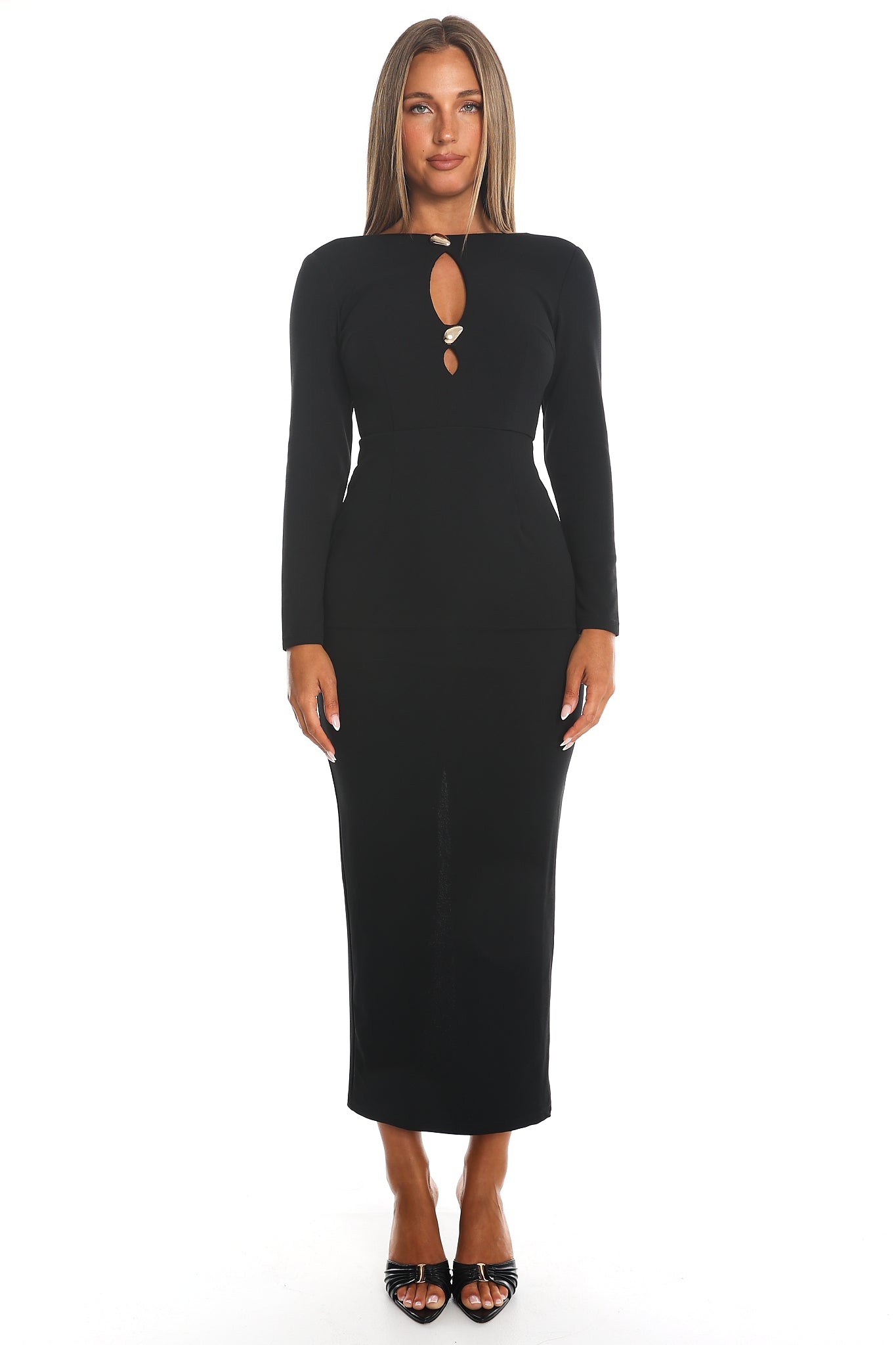Capucine Key Hole Bust Maxi Dress Black